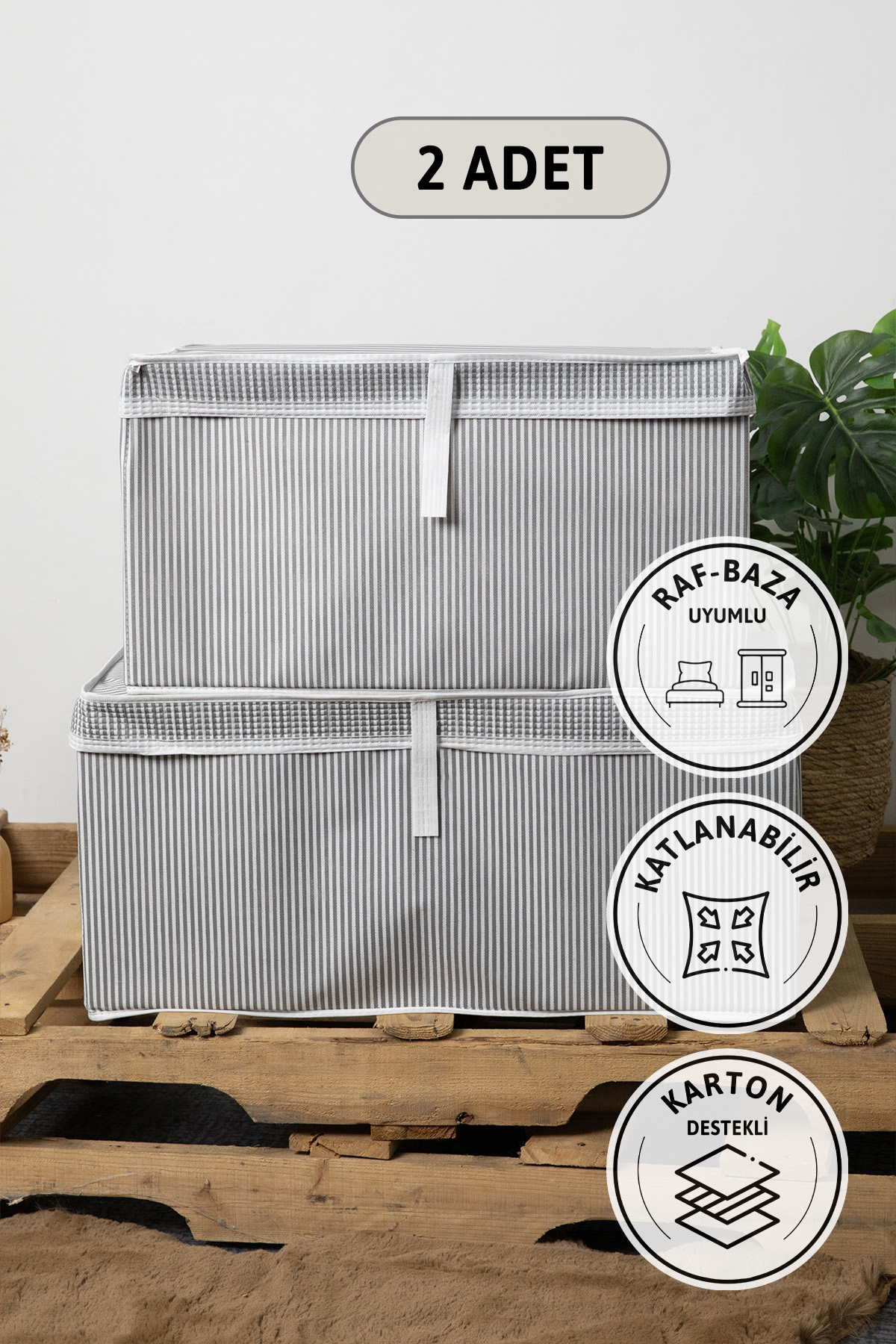 Kapaklı 2li Mega Plus + Mega Hurç - Gri Kapaklı 2li Mega Plus + Mega Hurç - Gri