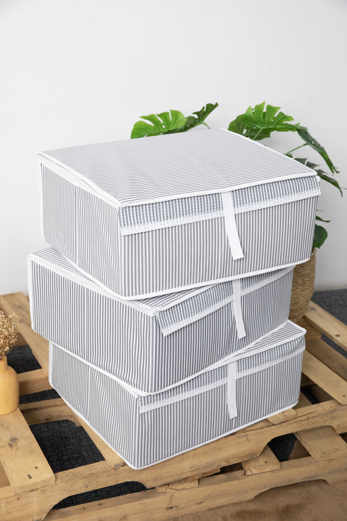 Kapaklı Baza 3lü Hurç 50x40x19 - Gri Kapaklı Baza 3lü Hurç 50x40x19 - Gri