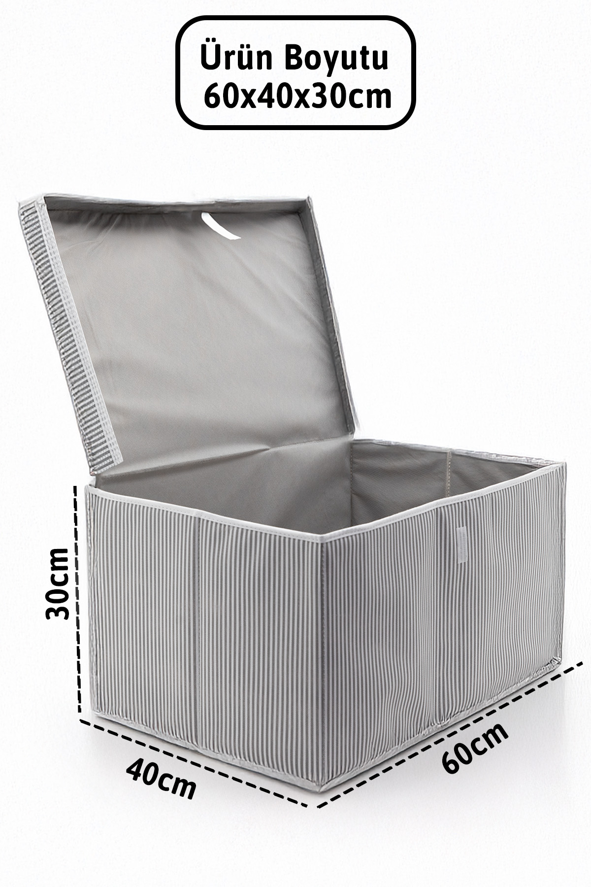 Kapaklı Mega 3'lü Hurç 60x40x30 - Gri