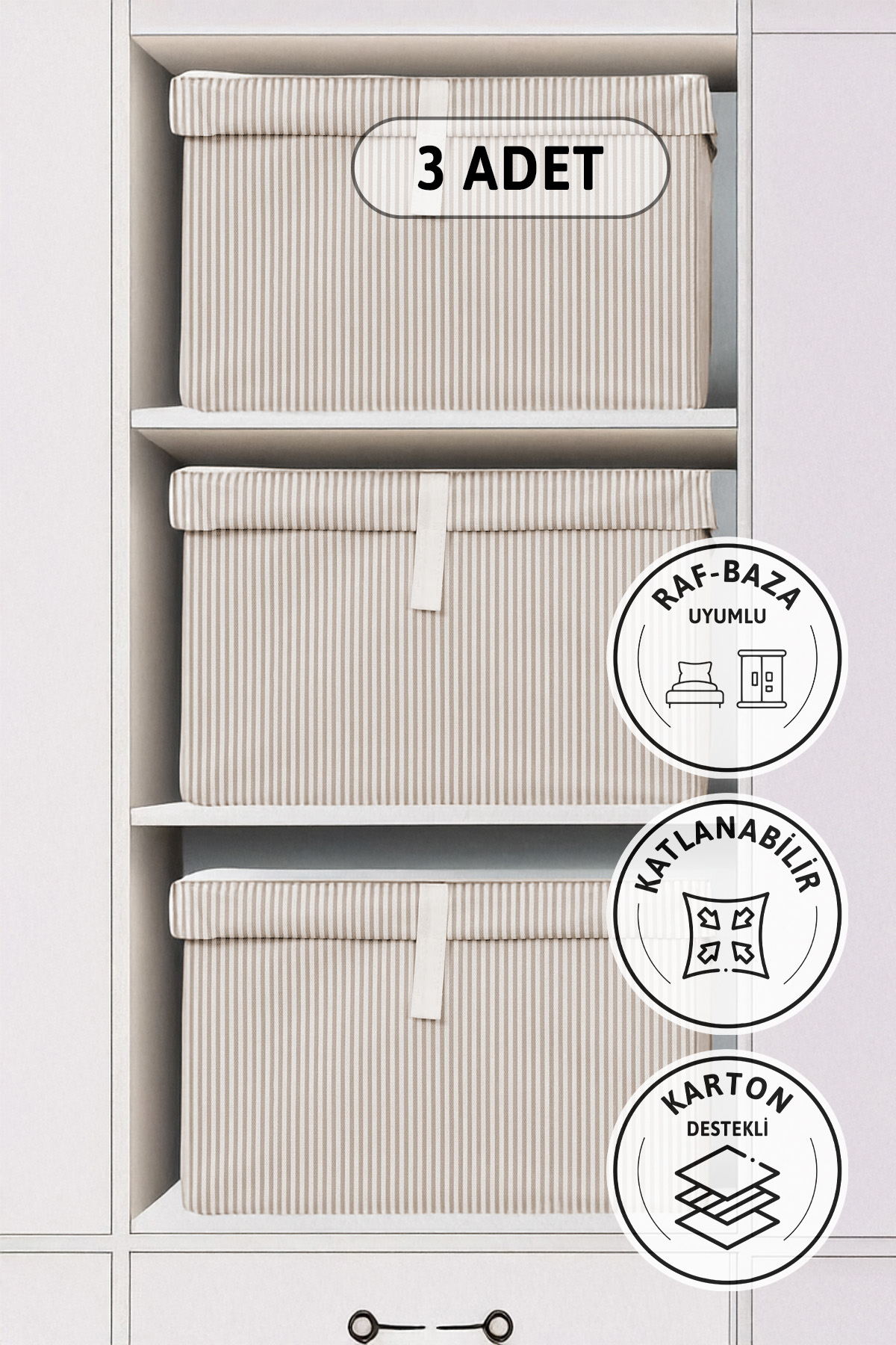 Kapaklı Mega 3lü Hurç 60x40x30 - Kahverengi Kapaklı Mega 3lü Hurç 60x40x30 - Kahverengi