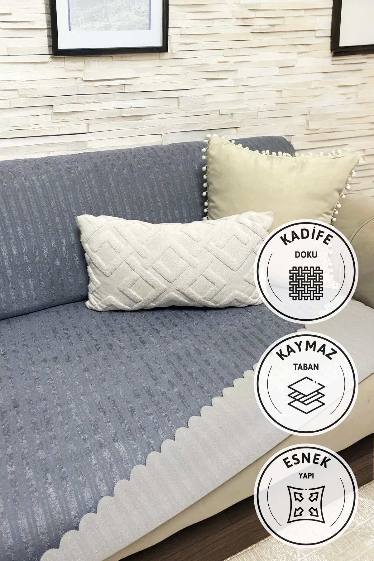 Kaymaz Taban Süngerli Kadife Koltuk 170x210 Antras Kaymaz Taban Süngerli Kadife Koltuk 170x210 Antras