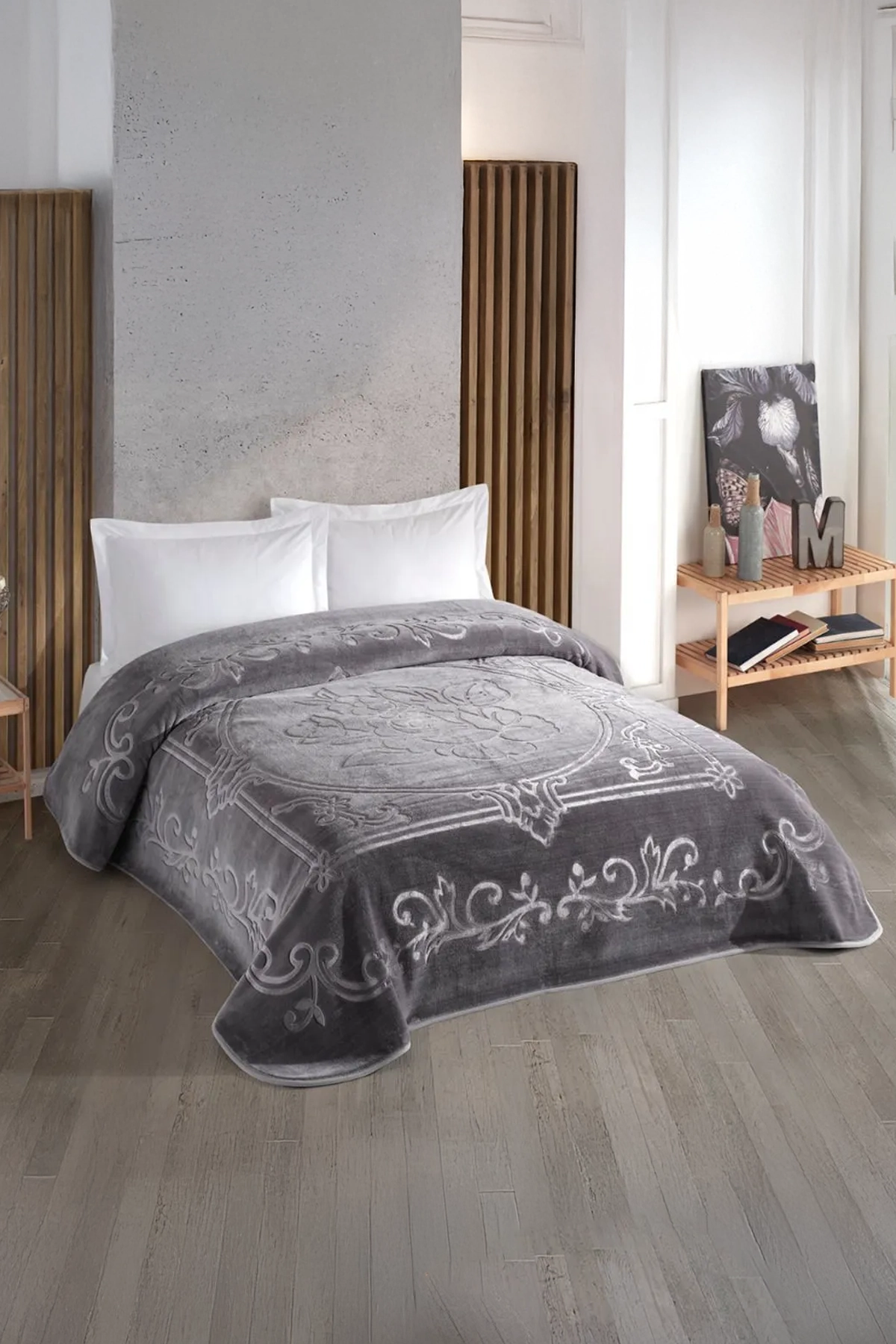 Kristal Blankent Çift Kişilik Battaniye 220x240- Antrasit Kristal Blankent Çift Kişilik Battaniye 220x240- Antrasit