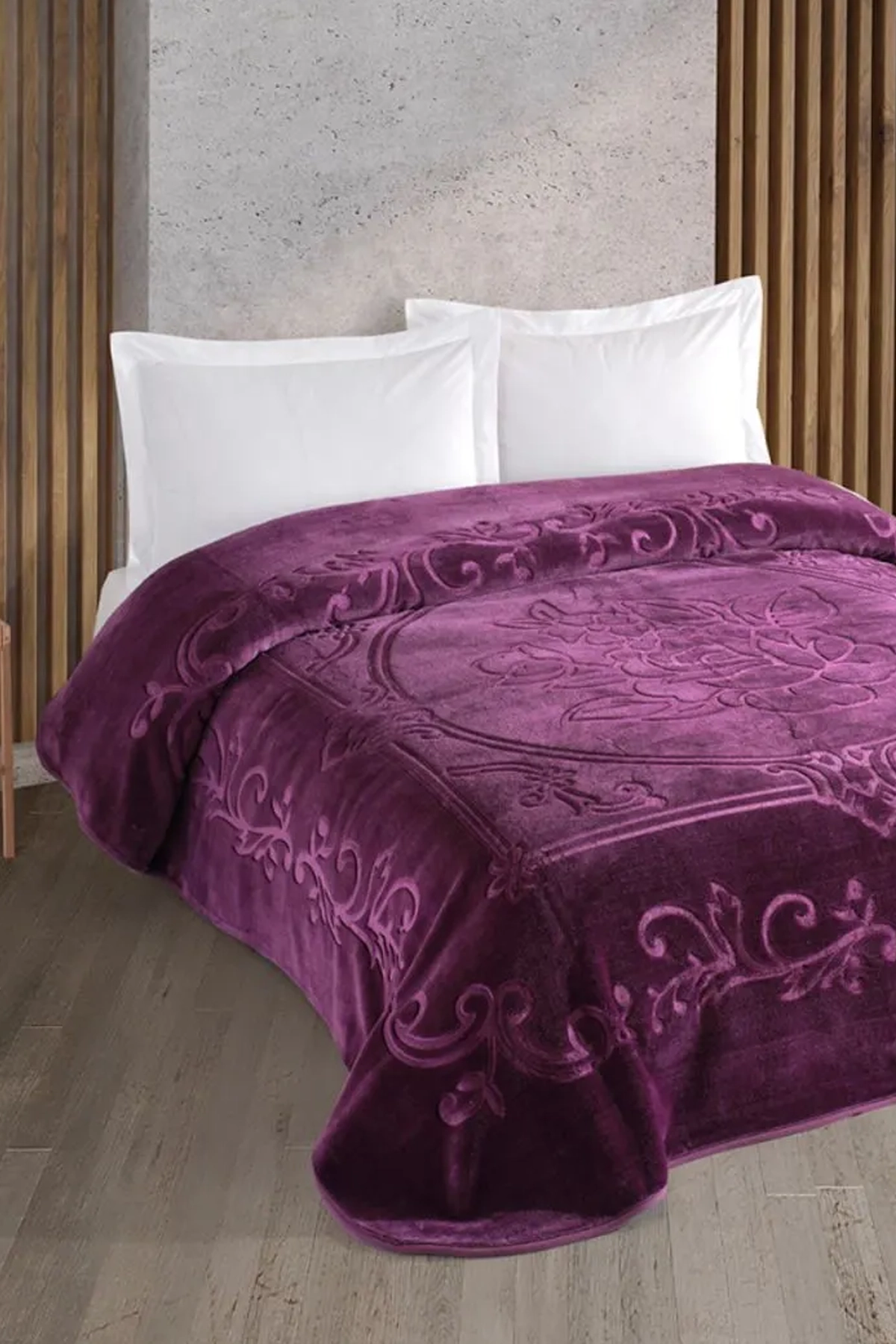 Kristal Blankent Çift Kişilik Battaniye 220x240 - Mürdüm Kristal Blankent Çift Kişilik Battaniye 220x240 - Mürdüm