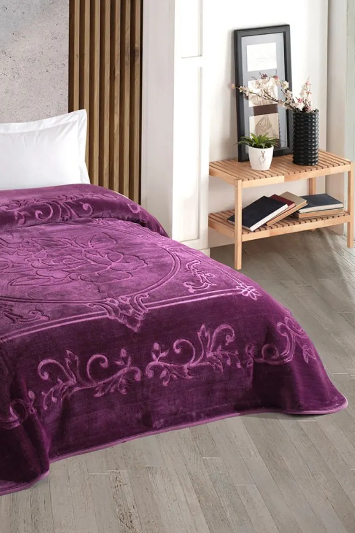 Kristal Blankent Çift Kişilik Battaniye 220x240 - Mürdüm Kristal Blankent Çift Kişilik Battaniye 220x240 - Mürdüm