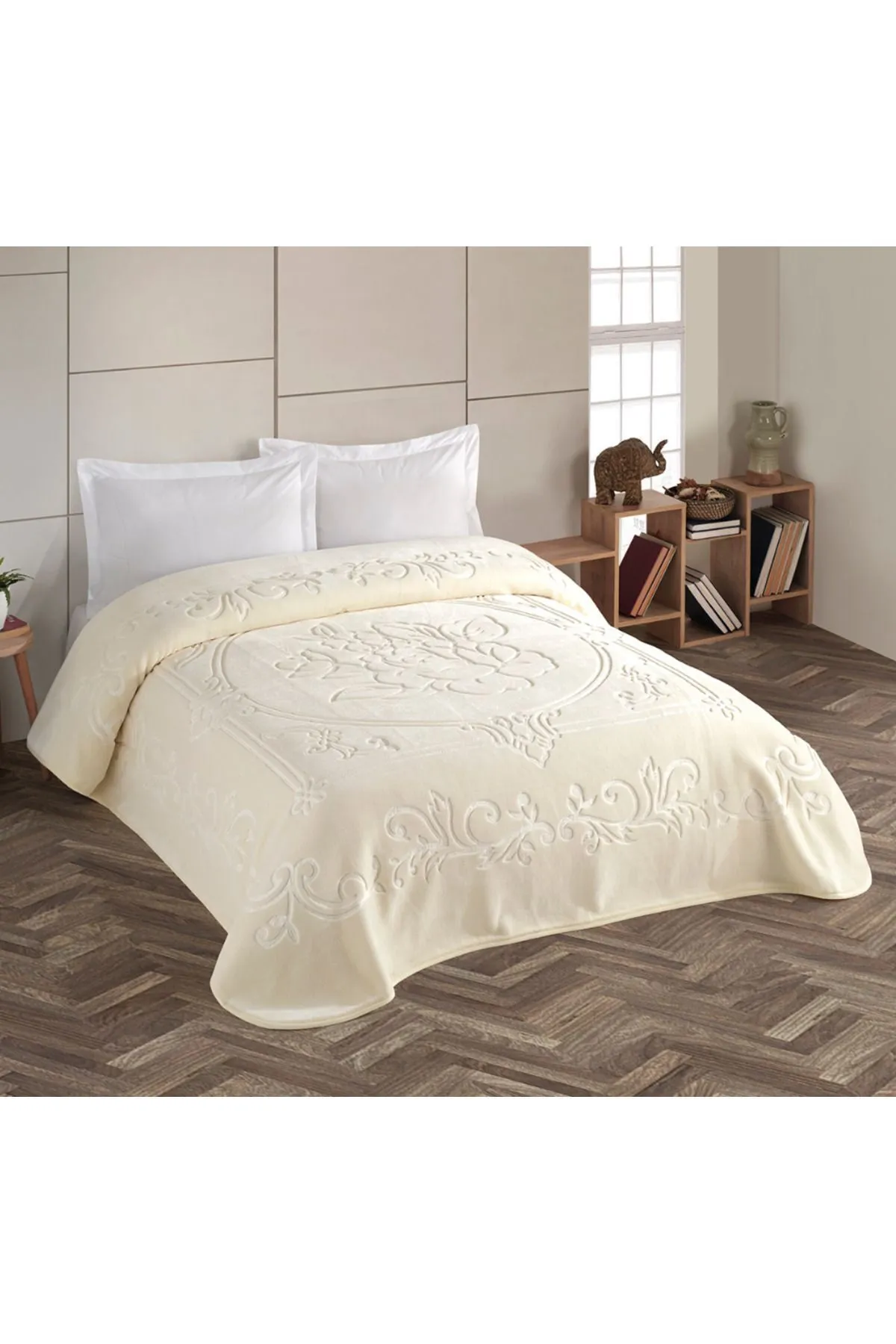 Kristal Blankent Çift Kişilik Battaniye 220x240 - Ekru Kristal Blankent Çift Kişilik Battaniye 220x240 - Ekru