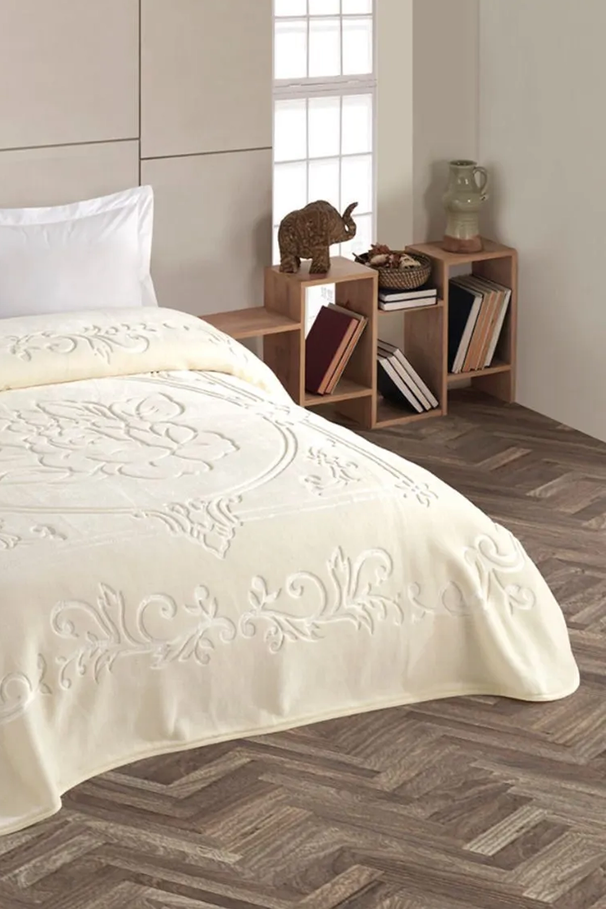 Kristal Blankent Çift Kişilik Battaniye 220x240 - Ekru Kristal Blankent Çift Kişilik Battaniye 220x240 - Ekru