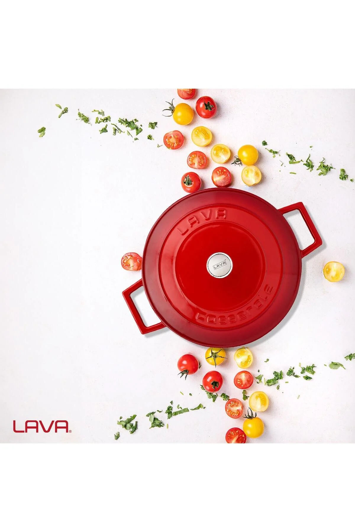 Lava 24 Cm Renkli Yayvan Tencere-Kırmızı Lava 24 Cm Renkli Yayvan Tencere-Kırmızı