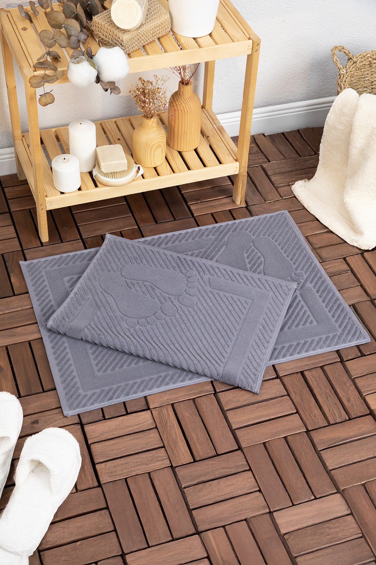 Leoline %100 Pamuk Premium 2'li Ayak Havlusu - Antrasit Leoline %100 Pamuk Premium 2'li Ayak Havlusu - Antrasit