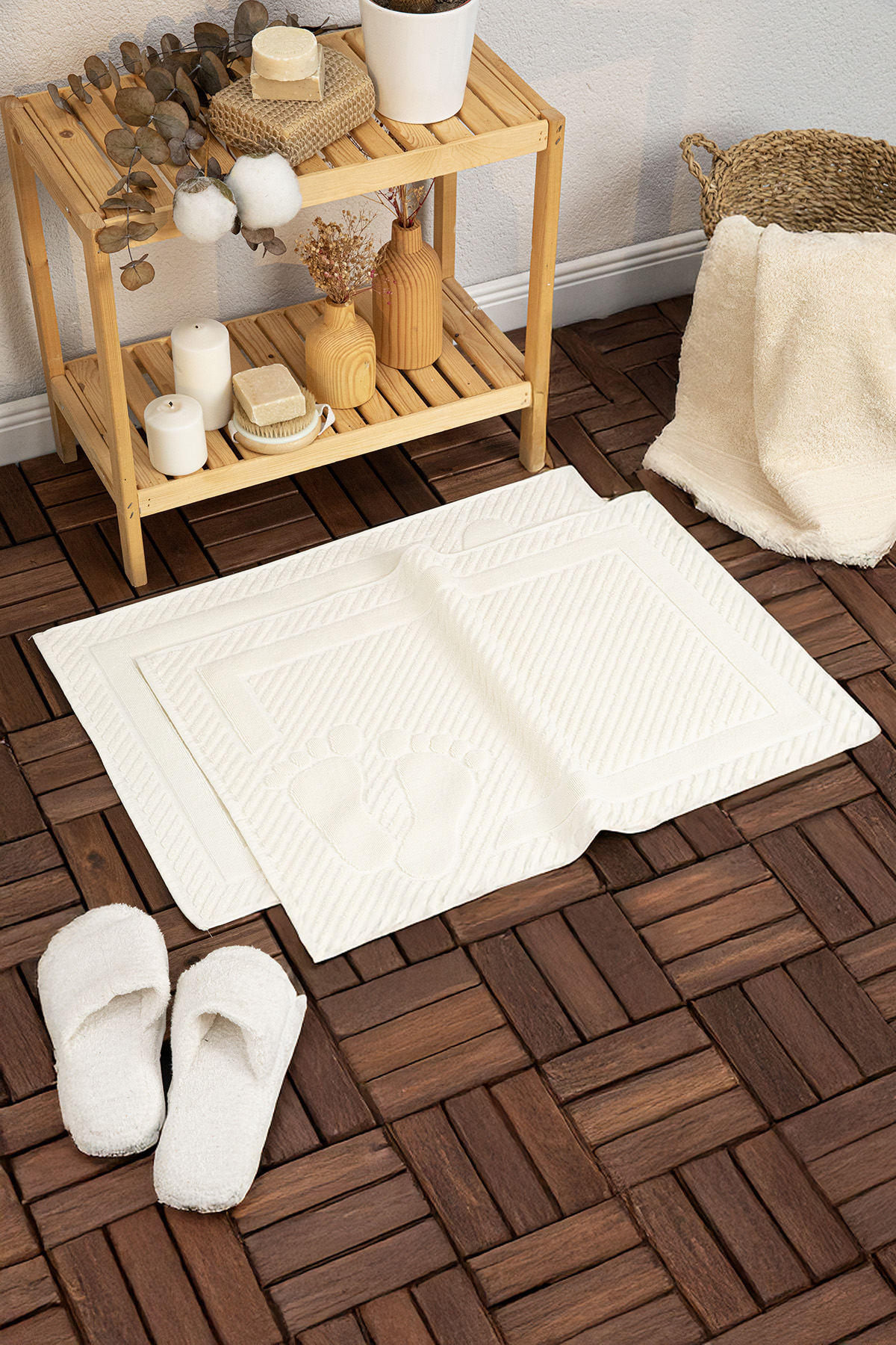 Leoline %100 Pamuk Premium 2'li Ayak Havlusu - Krem Leoline %100 Pamuk Premium 2'li Ayak Havlusu - Krem