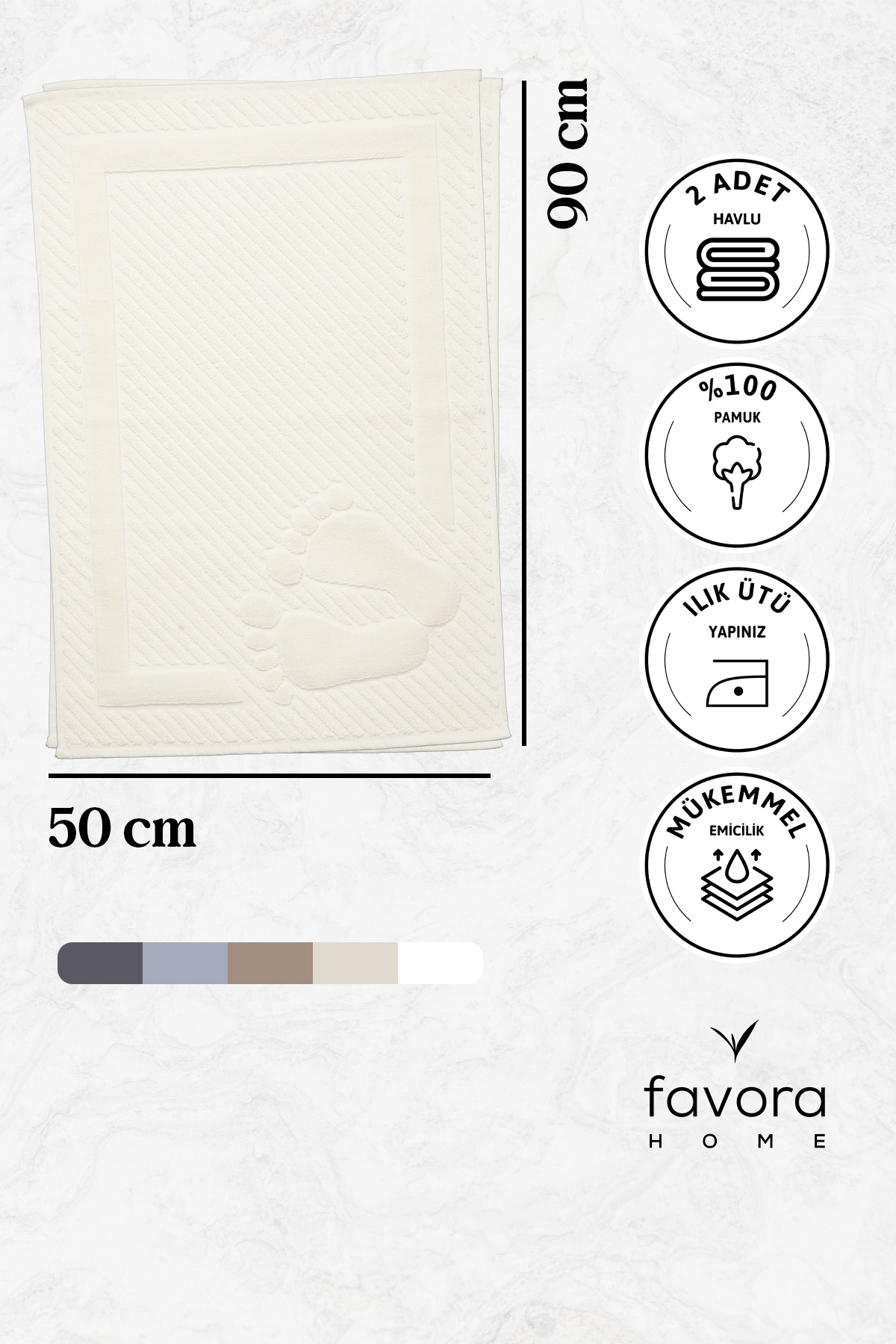 Leoline %100 Pamuk Premium 2'li Ayak Havlusu - Krem Leoline %100 Pamuk Premium 2'li Ayak Havlusu - Krem