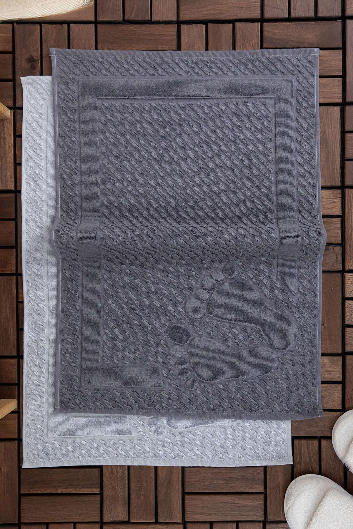 Leoline %100 Pamuk 2li Ayak Havlusu -Gri - Antrasi Leoline %100 Pamuk 2li Ayak Havlusu -Gri - Antrasi