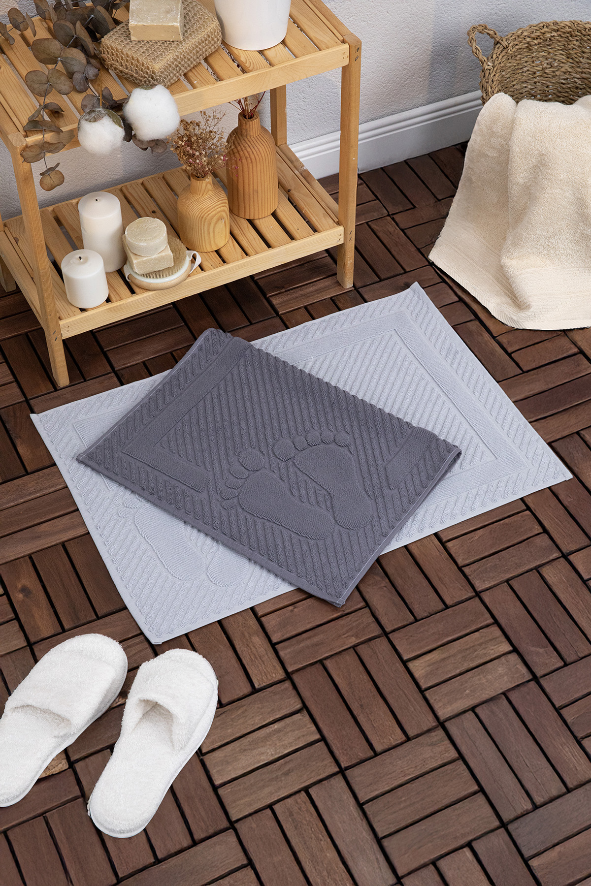 Leoline %100 Pamuk 2li Ayak Havlusu -Gri - Antrasi Leoline %100 Pamuk 2li Ayak Havlusu -Gri - Antrasi