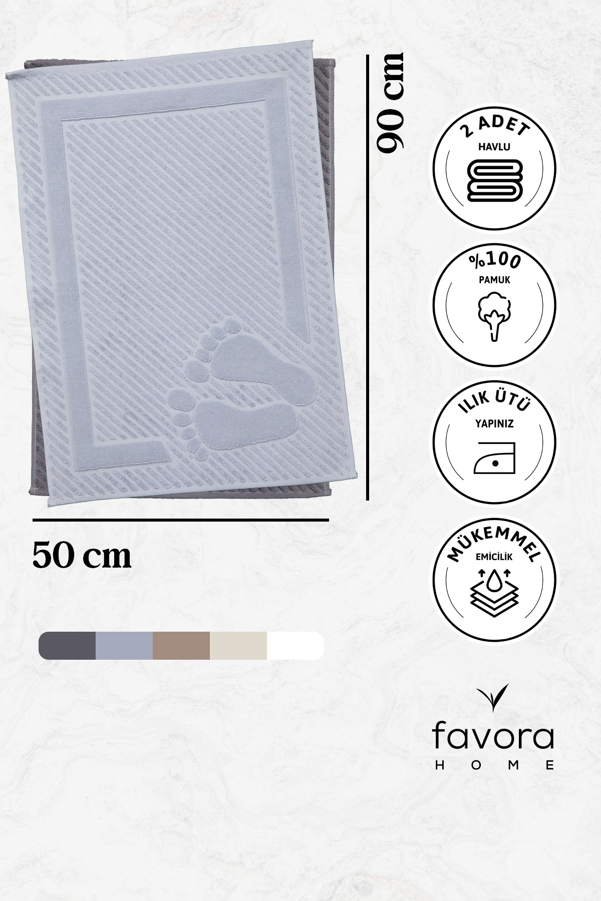 Leoline %100 Pamuk 2li Ayak Havlusu -Gri - Antrasi Leoline %100 Pamuk 2li Ayak Havlusu -Gri - Antrasi