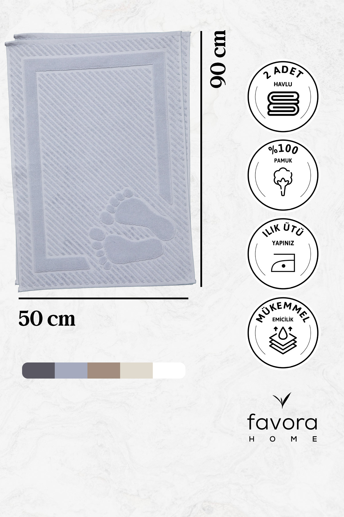 Leoline %100 Pamuk Premium 2'li Ayak Havlusu - Gri Leoline %100 Pamuk Premium 2'li Ayak Havlusu - Gri