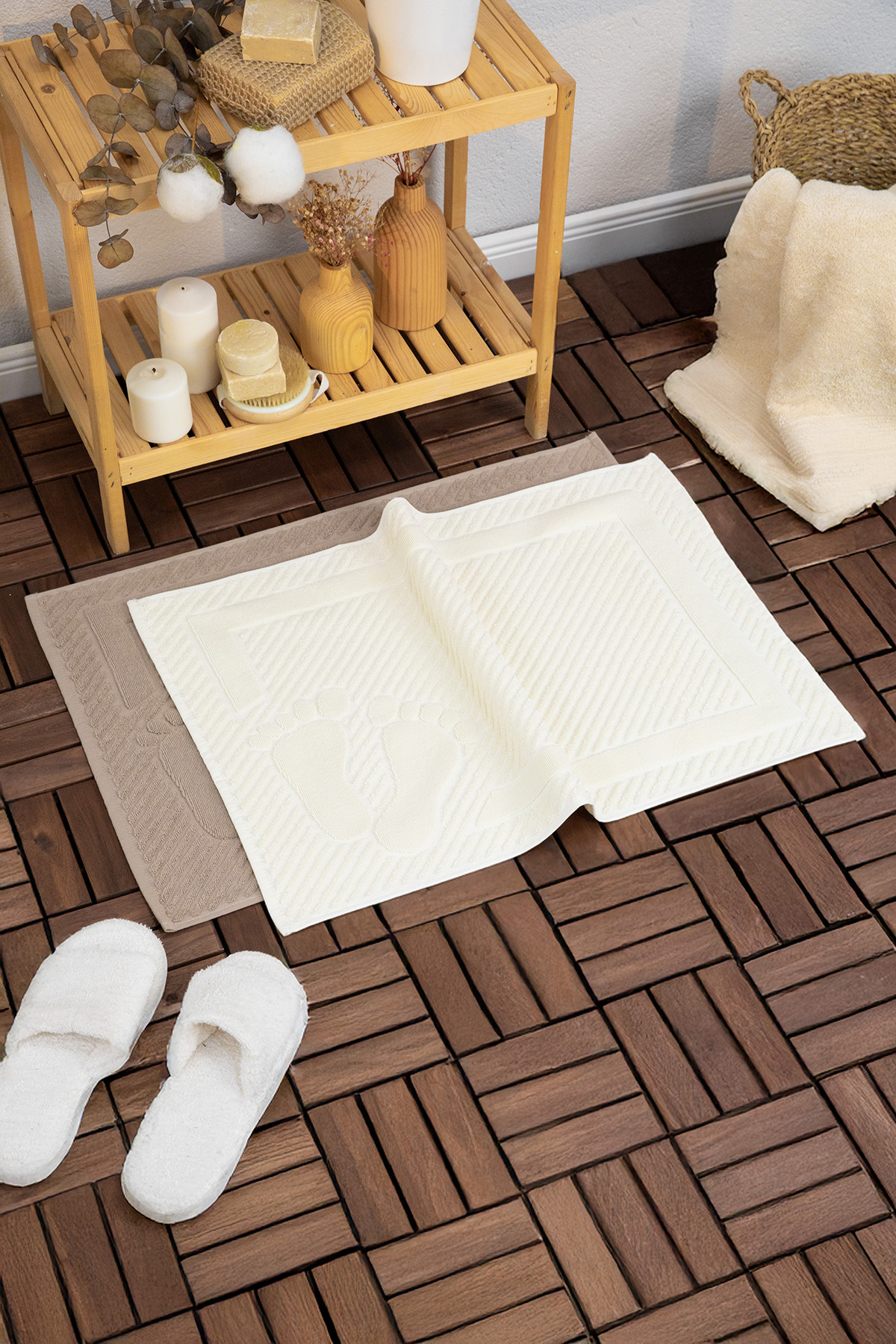 Leoline %100 Pamuk 2li Ayak Havlusu - Kahve - Bej Leoline %100 Pamuk 2li Ayak Havlusu - Kahve - Bej