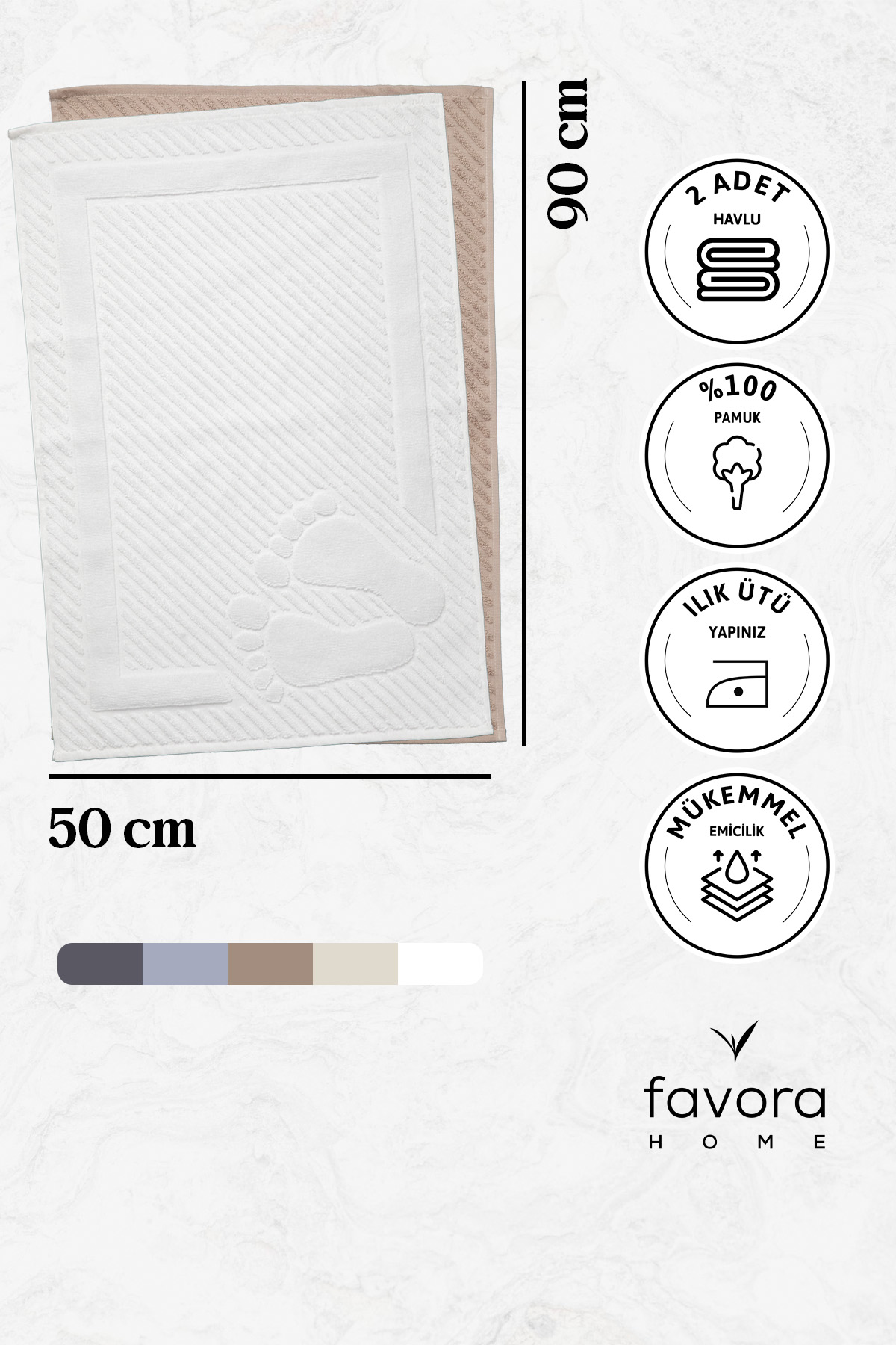 Leoline %100 Pamuk 2li Ayak Havlusu - Kahve - Beya Leoline %100 Pamuk 2li Ayak Havlusu - Kahve - Beya