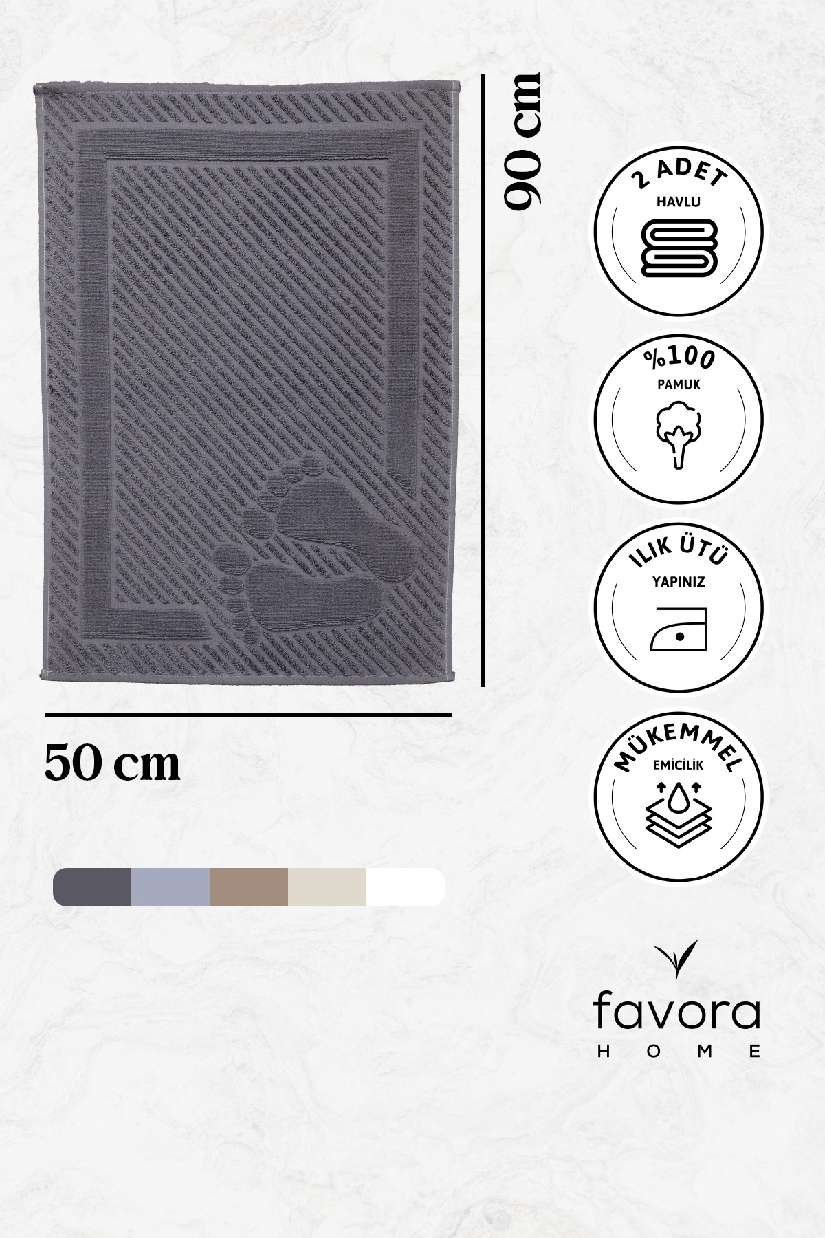 Leoline %100 Pamuk Premium Ayak Havlusu - Antrasit Leoline %100 Pamuk Premium Ayak Havlusu - Antrasit