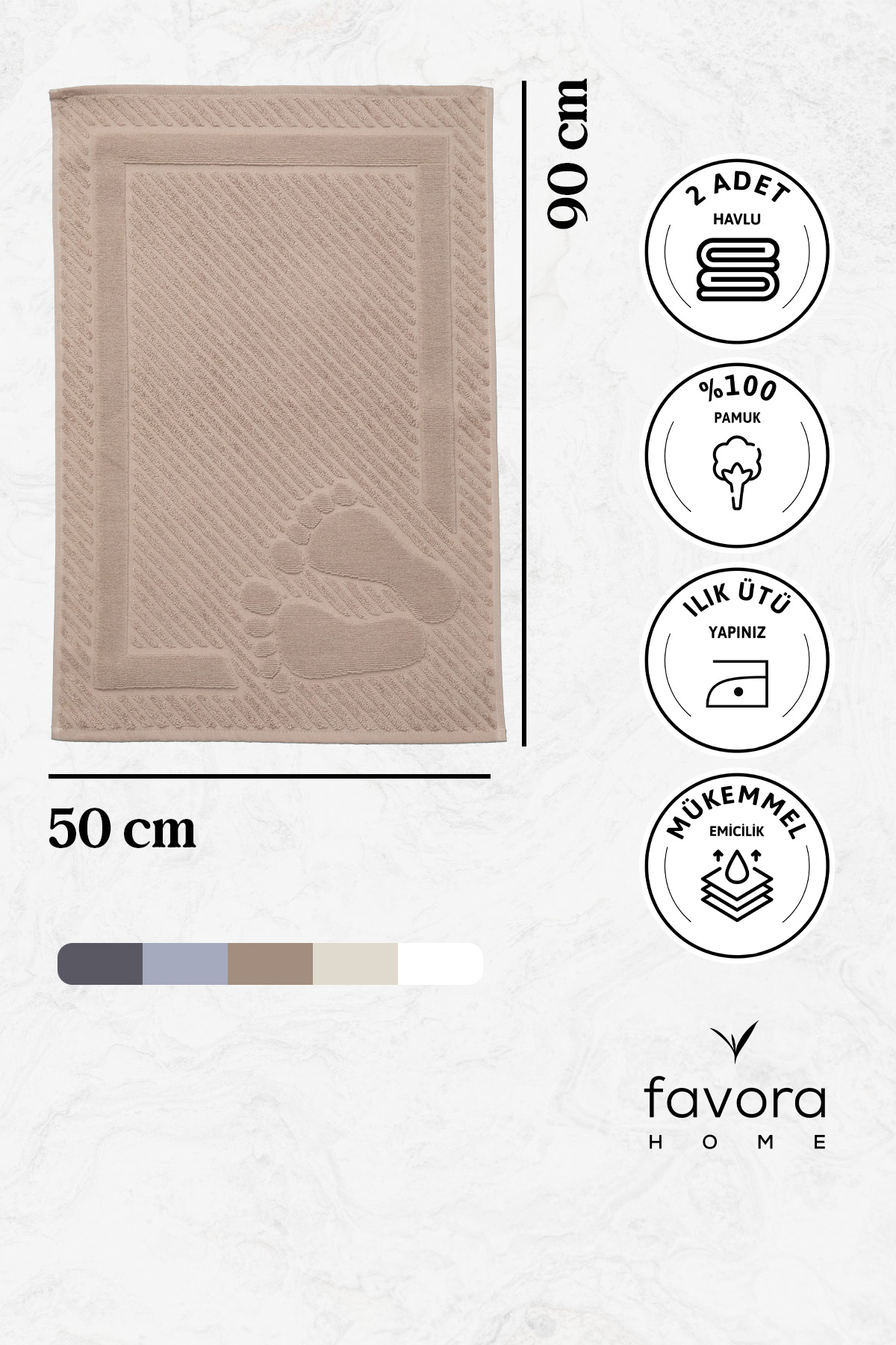 Leoline %100 Pamuk Premium Ayak Havlusu  - Kahve