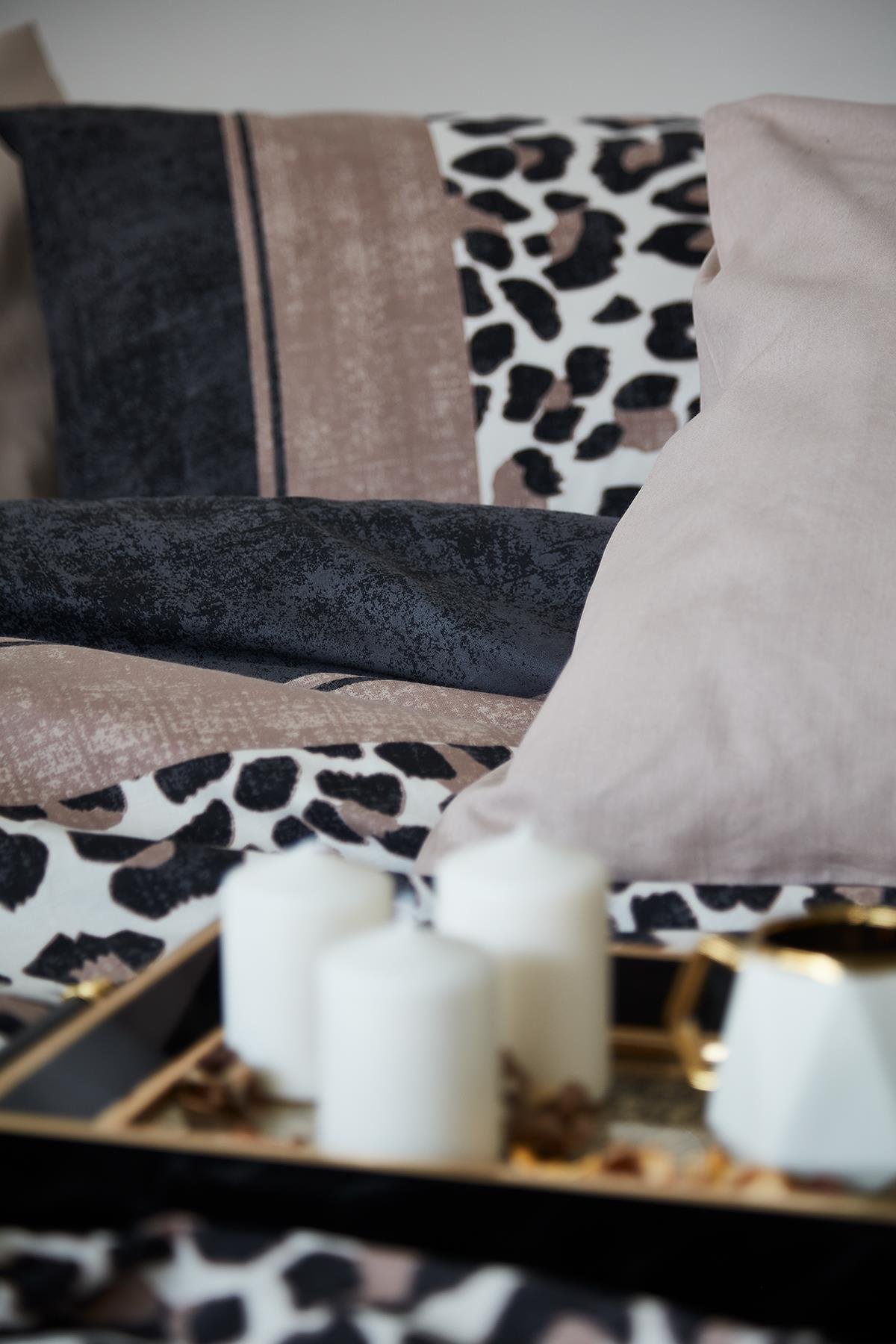 Leopar Leona %100 Pamuk Çift Kişilik Nevresim Takımı - Kahverengi Leopar Leona %100 Pamuk Çift Kişilik Nevresim Takımı - Kahverengi