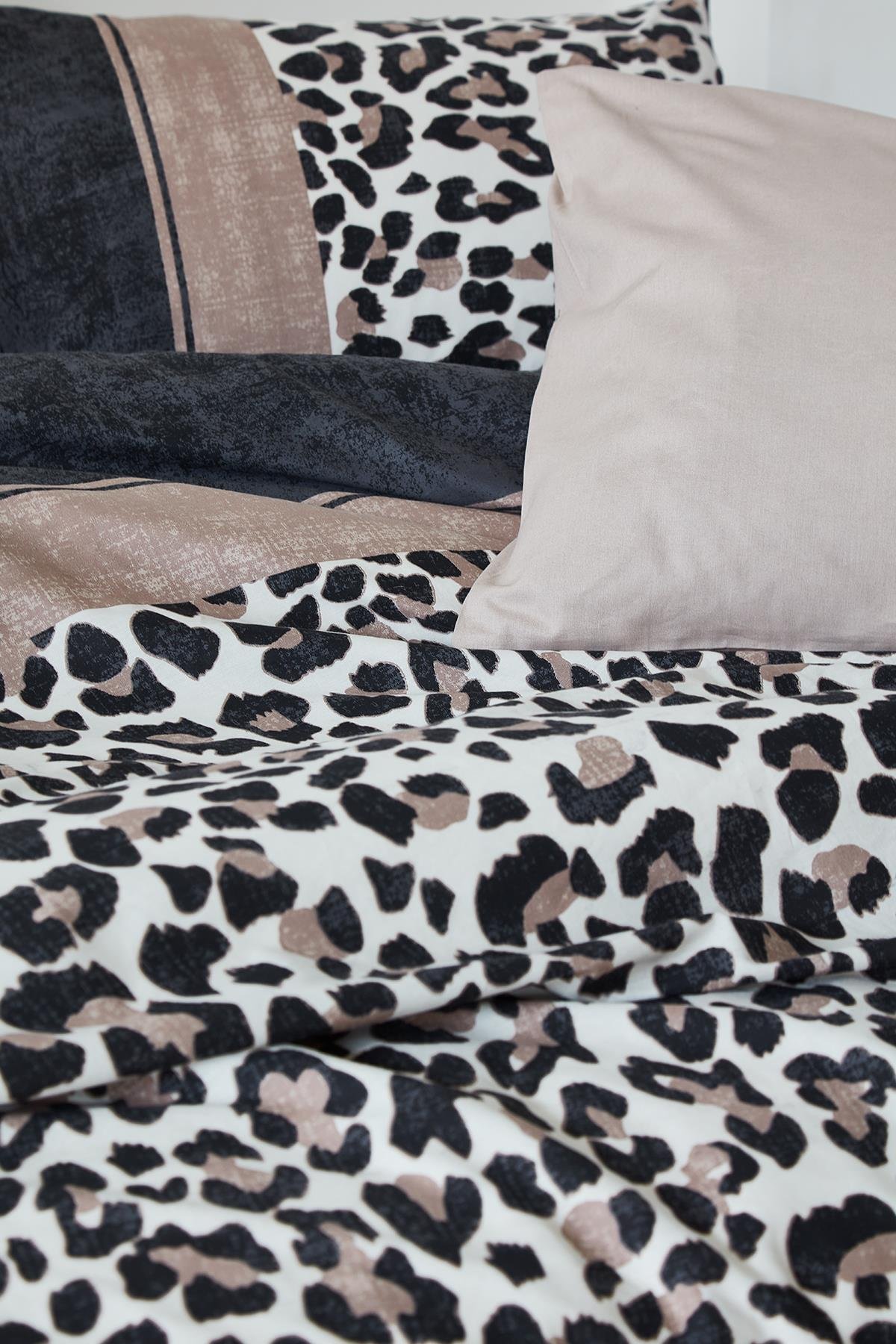 Leopar Leona %100 Pamuk Çift Kişilik Nevresim Takımı - Kahverengi Leopar Leona %100 Pamuk Çift Kişilik Nevresim Takımı - Kahverengi