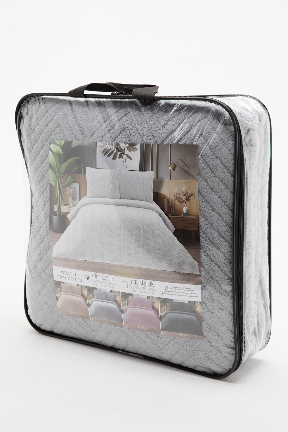 Liena Wellsoft Çift Taraflı 4 Mevsim Çift Kişilik Yatak Örtüsü - Gri Liena Wellsoft Çift Taraflı 4 Mevsim Çift Kişilik Yatak Örtüsü - Gri