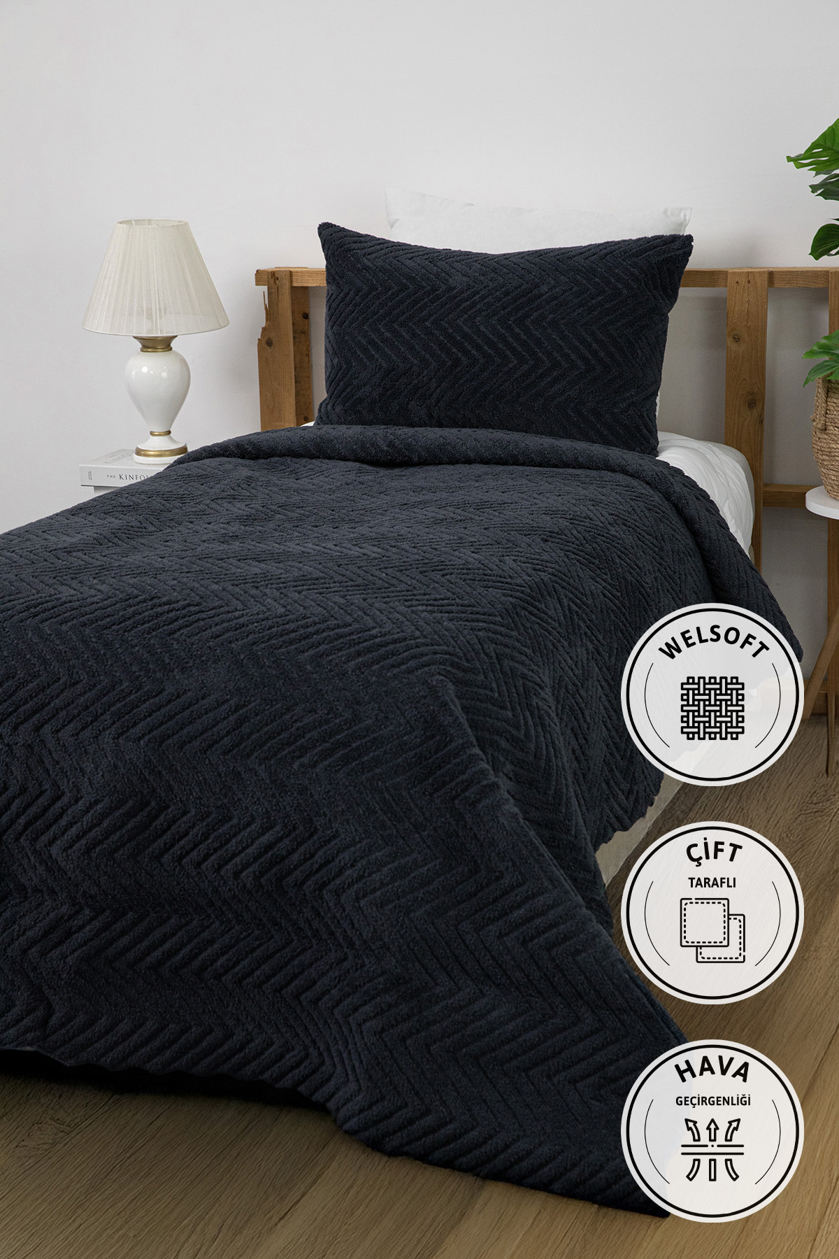 Liena Wellsoft Tek Kişilik Yatak Örtüsü - Antrasit Liena Wellsoft Tek Kişilik Yatak Örtüsü - Antrasit