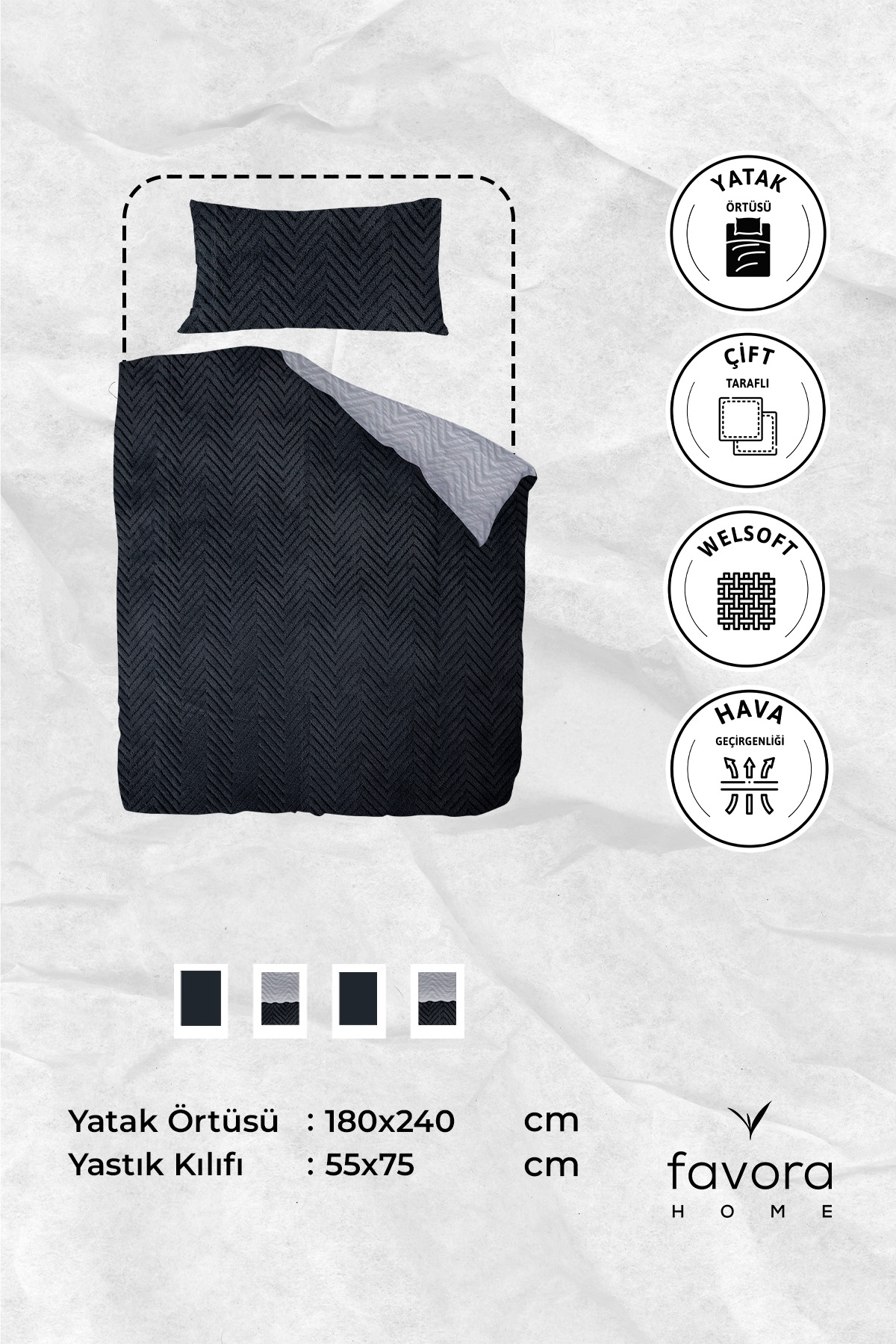 Liena Wellsoft Tek Kişilik Yatak Örtüsü - Antrasit Liena Wellsoft Tek Kişilik Yatak Örtüsü - Antrasit