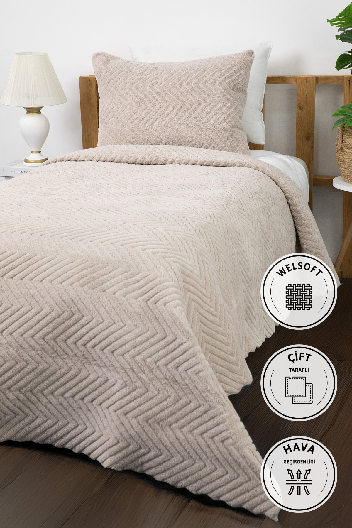 Liena Wellsoft Tek Kişilik Yatak Örtüsü - Bej Liena Wellsoft Tek Kişilik Yatak Örtüsü - Bej