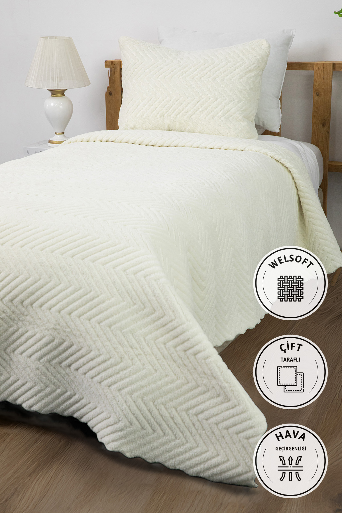 Liena Wellsoft Tek Kişilik Yatak Örtüsü - Krem Liena Wellsoft Tek Kişilik Yatak Örtüsü - Krem