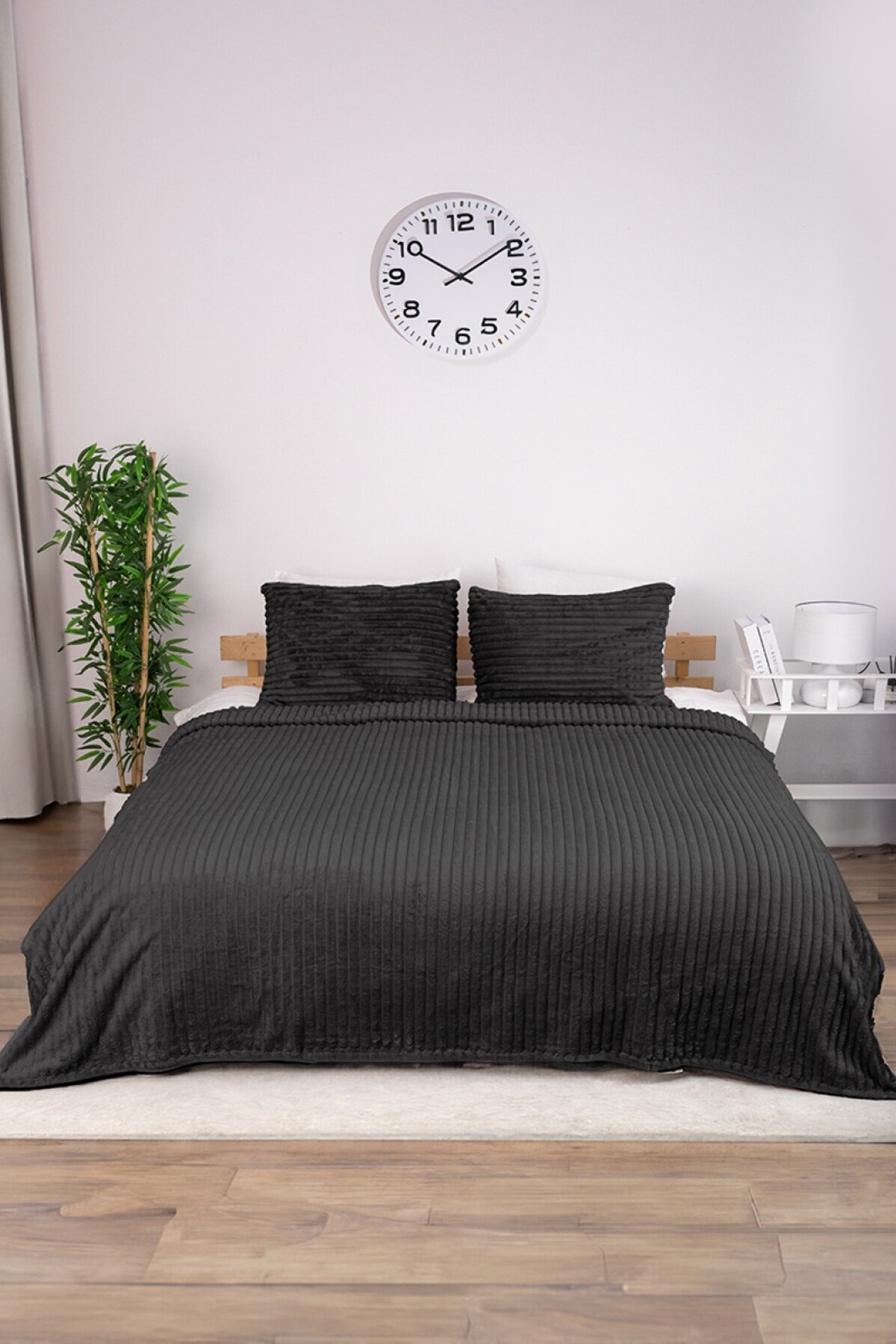 Linda 3 Parça Çift Kişilik Battaniye Seti - Antras Linda 3 Parça Çift Kişilik Battaniye Seti - Antras