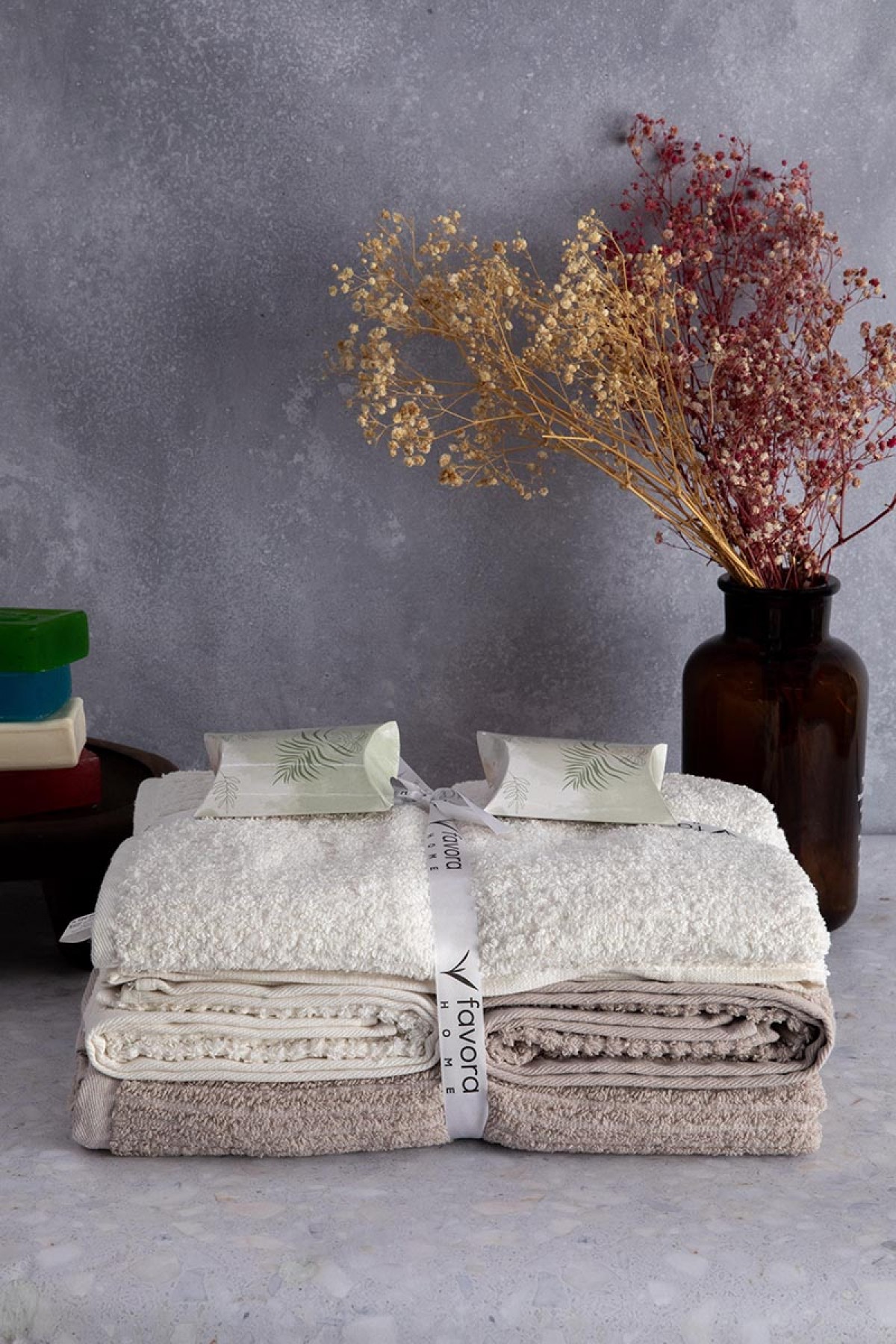 Line %100 Pamuk Luxury 6 Parça Havlu Hamam Seti - Bej Krem Line %100 Pamuk Luxury 6 Parça Havlu Hamam Seti - Bej Krem