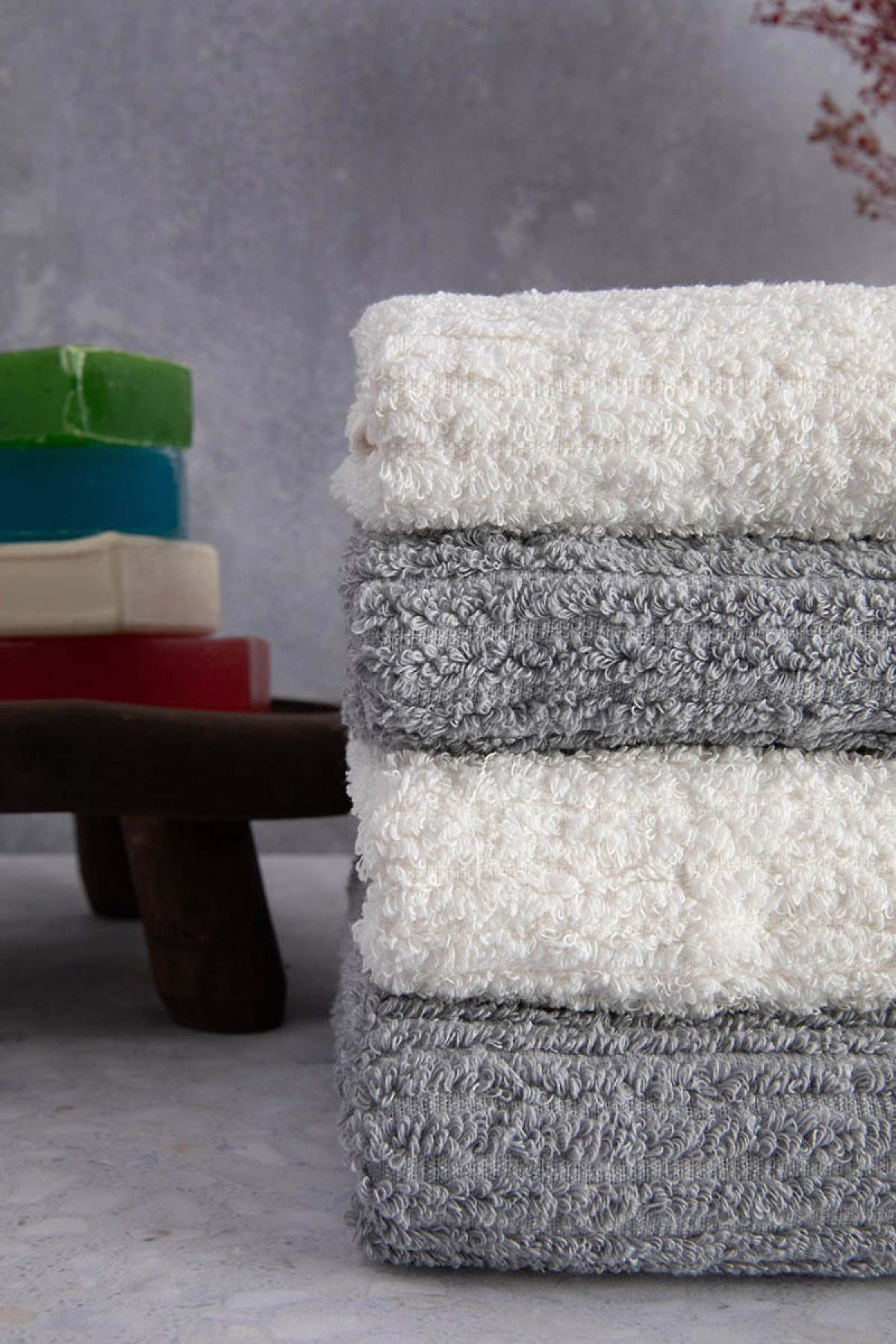 Line %100 Pamuk Luxury 6 Parça Havlu Hamam Seti - Gri Krem Line %100 Pamuk Luxury 6 Parça Havlu Hamam Seti - Gri Krem