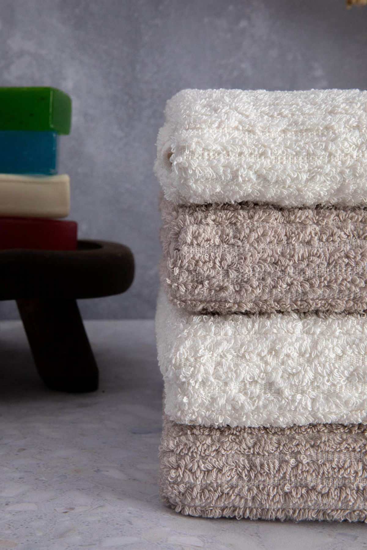 Line %100 Pamuk Luxury 6 Parça Havlu Hamam Seti - Bej Krem Line %100 Pamuk Luxury 6 Parça Havlu Hamam Seti - Bej Krem