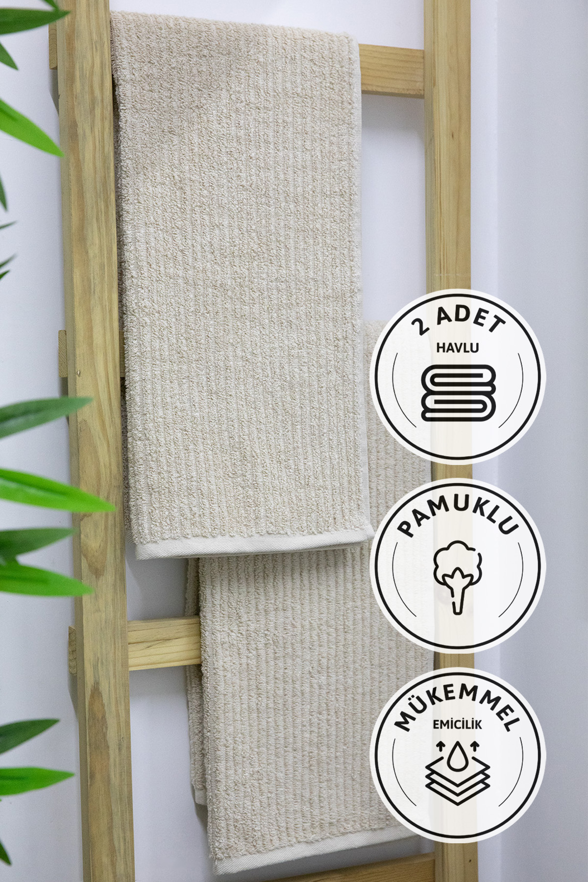 Line Luxury 2li El Yüz Havlusu 50x90 - Bej Line Luxury 2li El Yüz Havlusu 50x90 - Bej