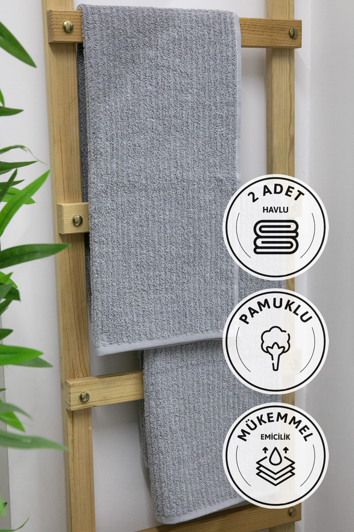 Line Luxury 2li El Yüz Havlusu 50x90 - Gri Line Luxury 2li El Yüz Havlusu 50x90 - Gri