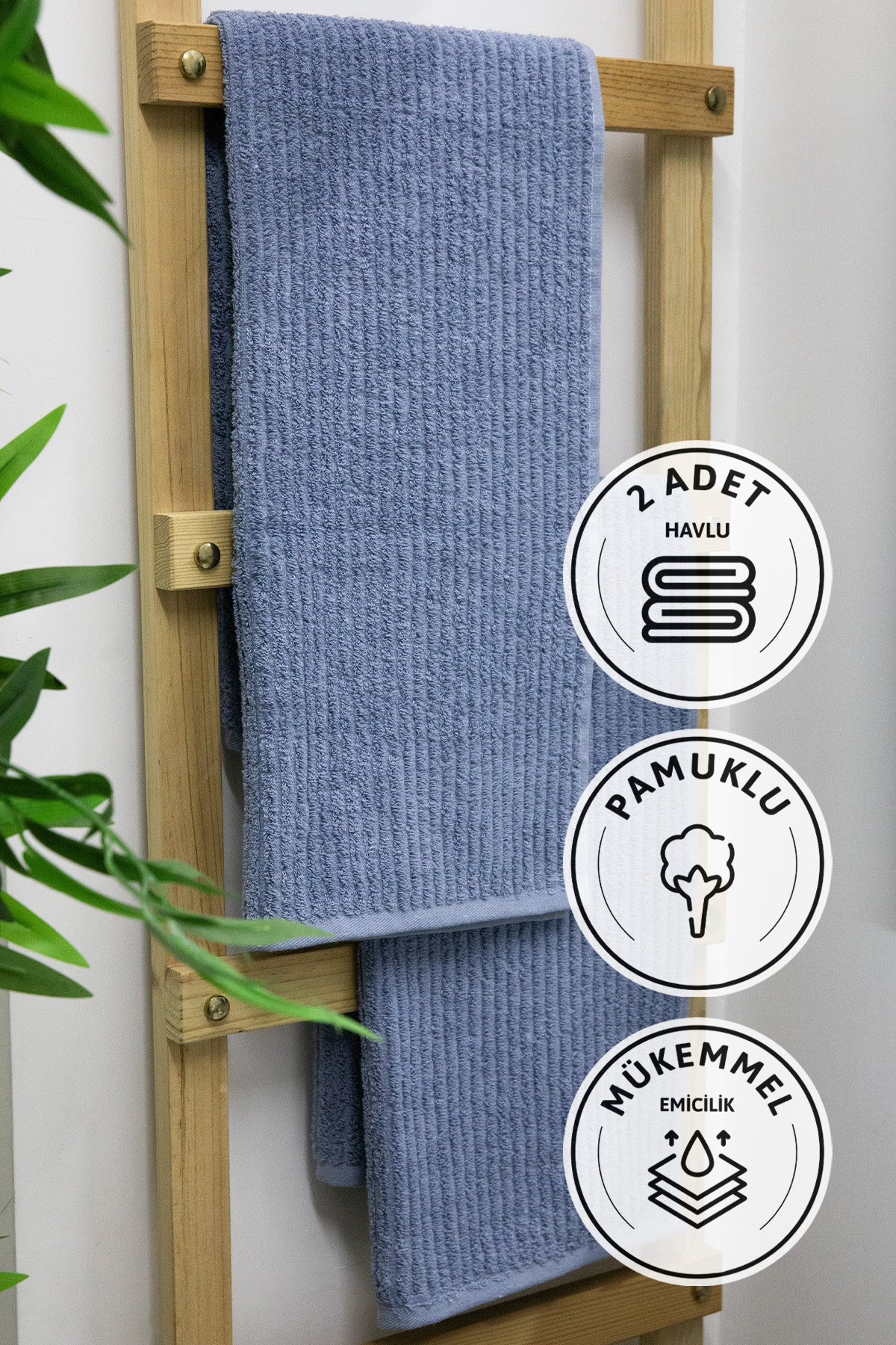 Line Luxury 2li El Yüz Havlusu 50x90 - İndigo Line Luxury 2li El Yüz Havlusu 50x90 - İndigo
