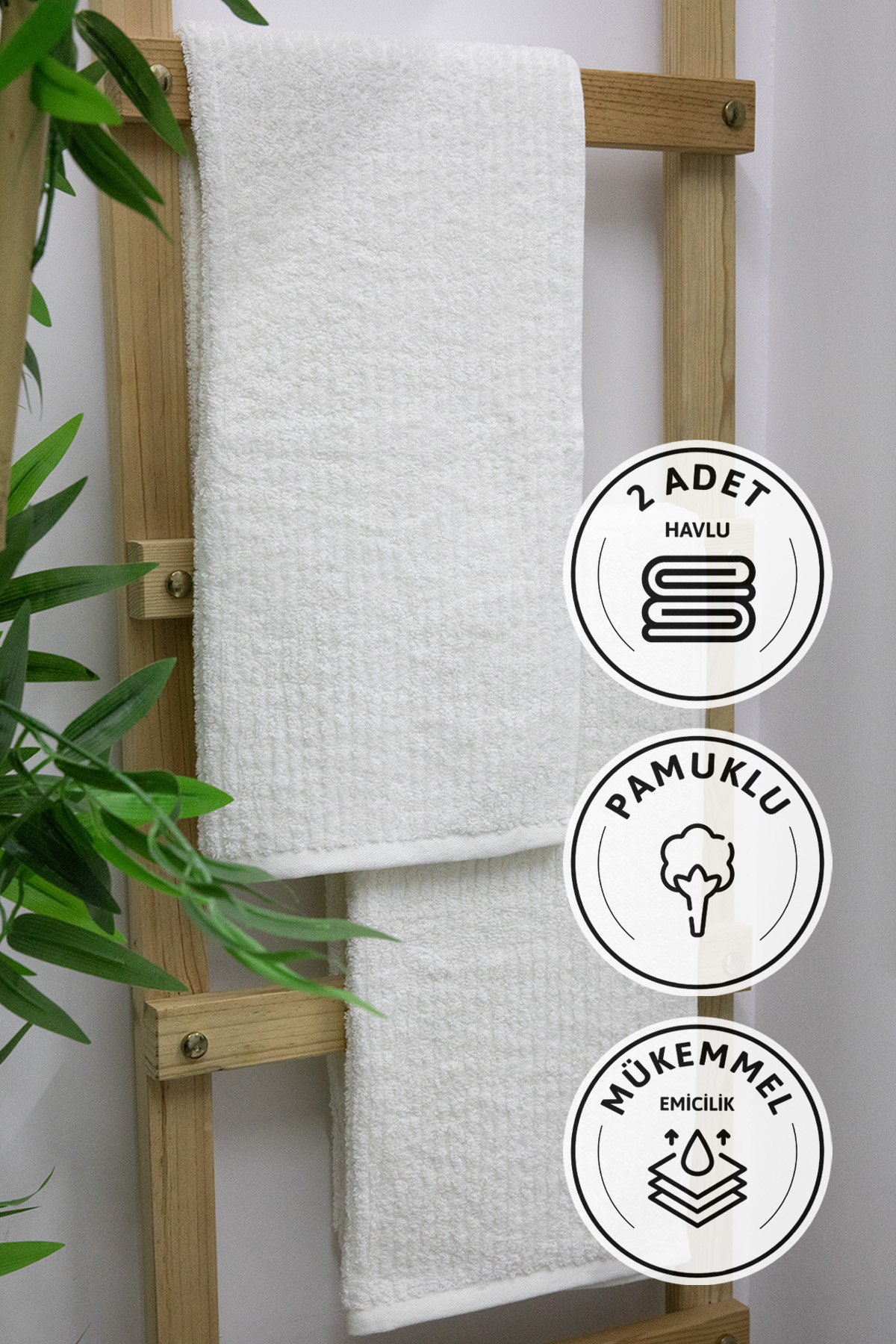 Line Luxury Pamuklu 2li El Yüz Havlusu 50x90 - Krem