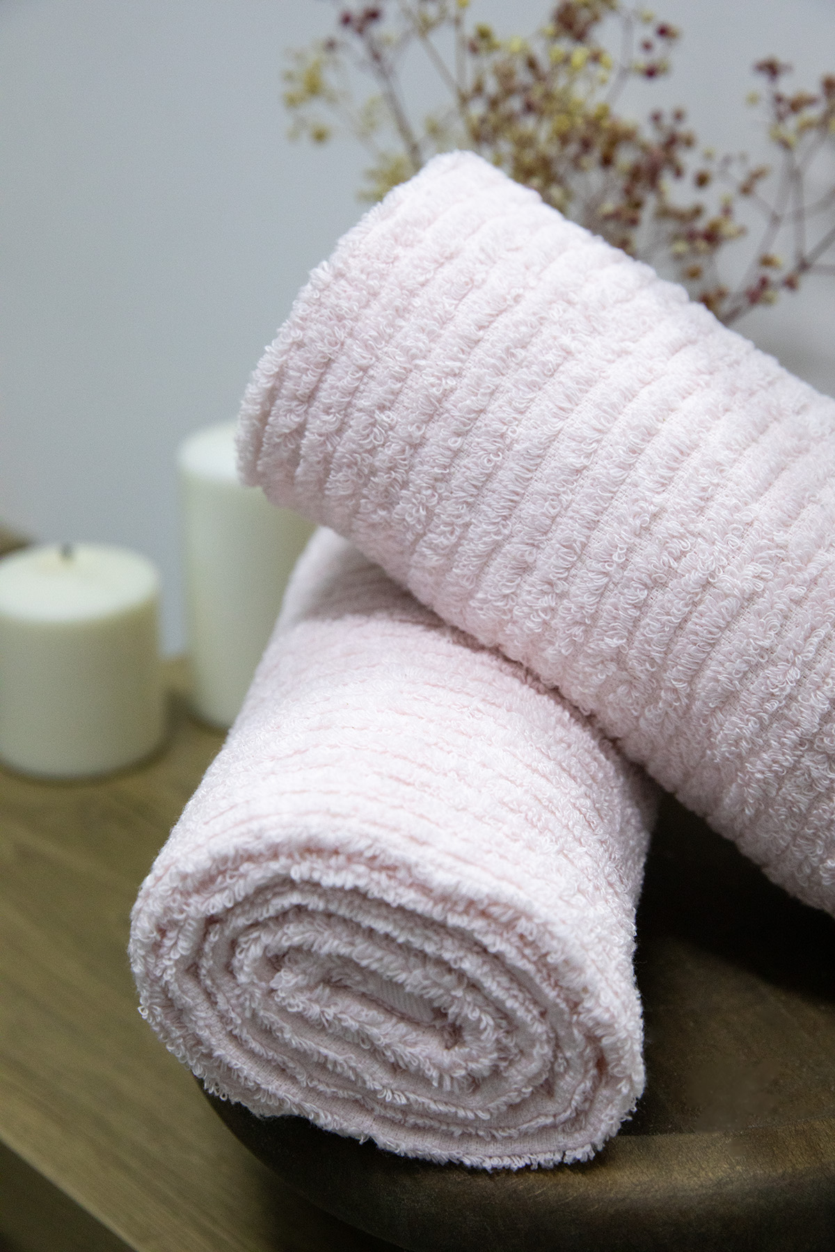 Line Luxury Pamuklu 2li El Yüz Havlusu 50x90 - Pudra