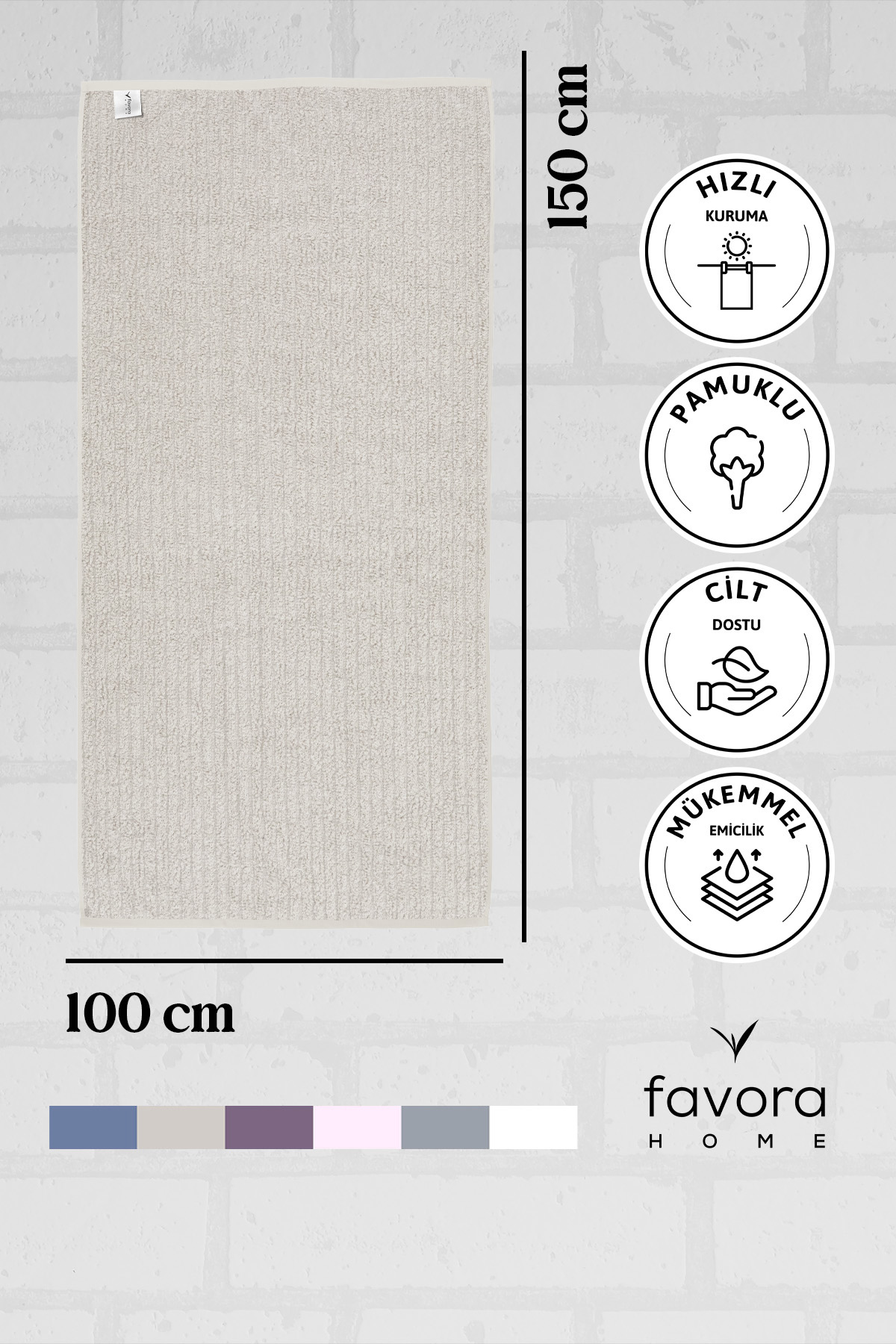Line Luxury Pamuklu Banyo Havlusu 100x150 - Bej