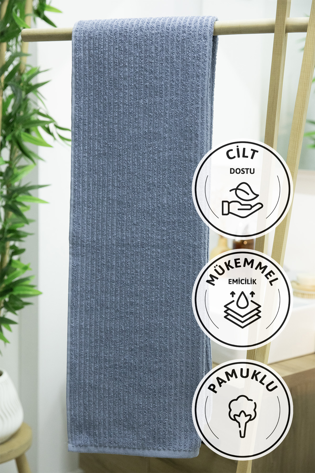 Line Luxury Pamuklu Banyo Havlusu 100x150 - İndigo Line Luxury Pamuklu Banyo Havlusu 100x150 - İndigo