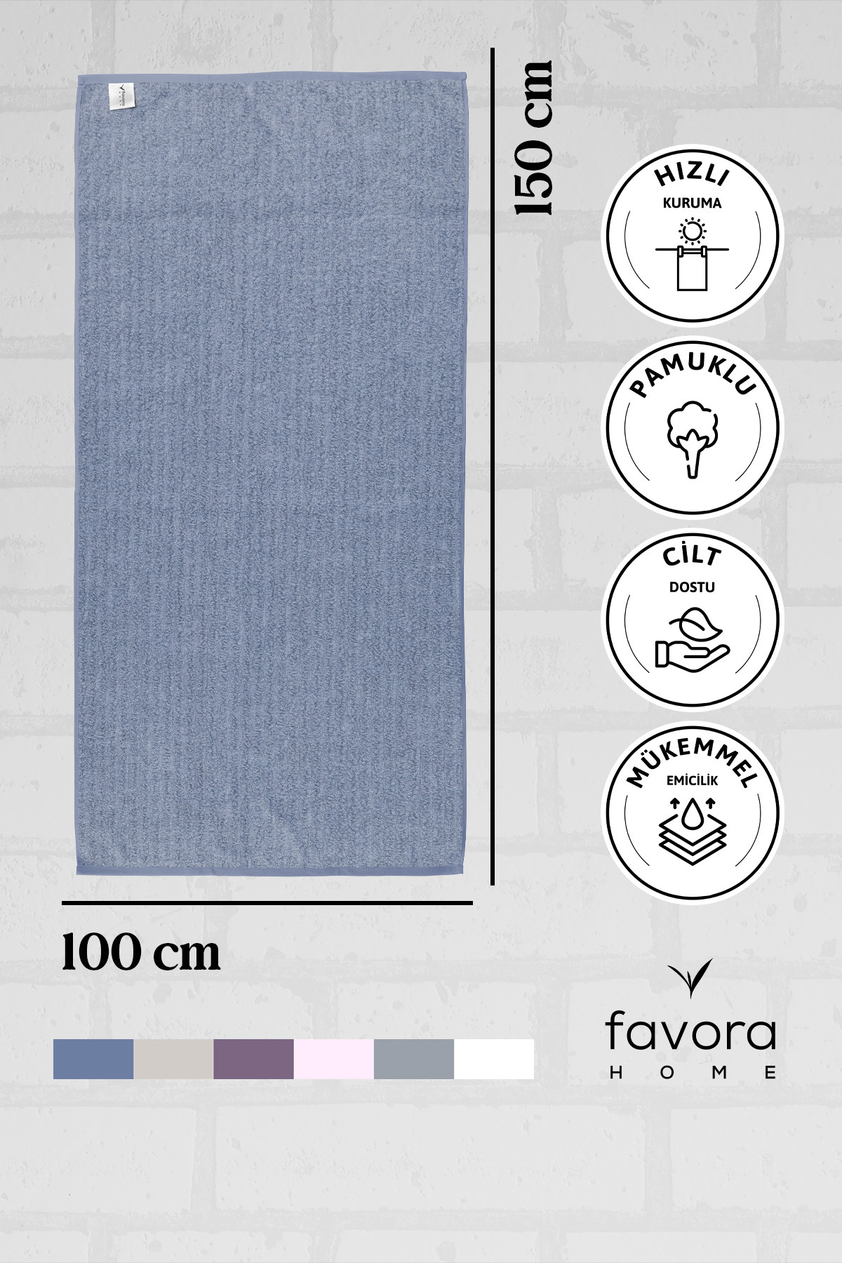 Line Luxury Pamuklu Banyo Havlusu 100x150 - İndigo Line Luxury Pamuklu Banyo Havlusu 100x150 - İndigo