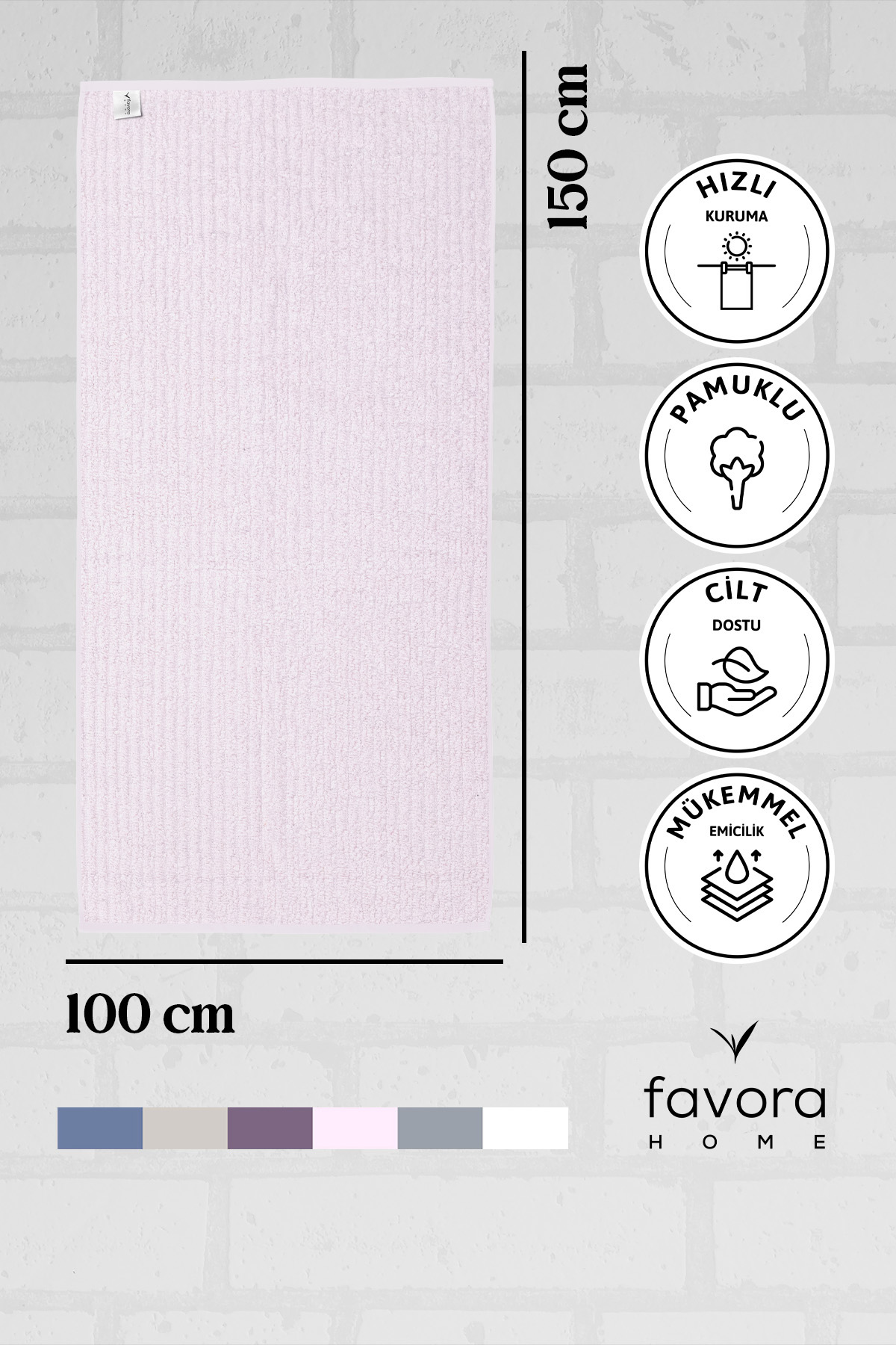 Line Luxury Pamuklu Banyo Havlusu 100x150 - Pudra