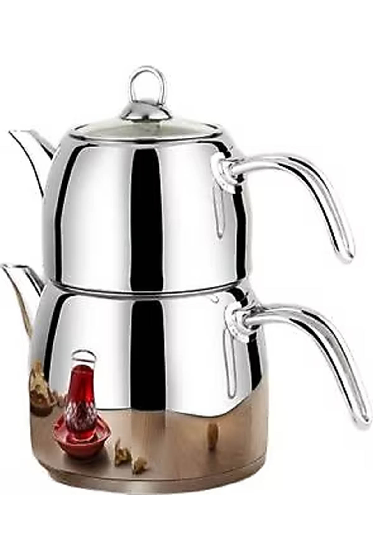 Lines Yıldız Paslanmaz Çelik Çaydanlık Metal Kulp-Orta Boy