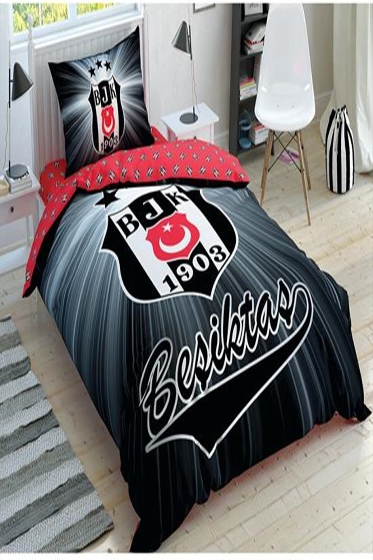 Lisanslı Tek Kişilik Nevresim Takımı Beşiktaş Light Glow Gece Parlayan