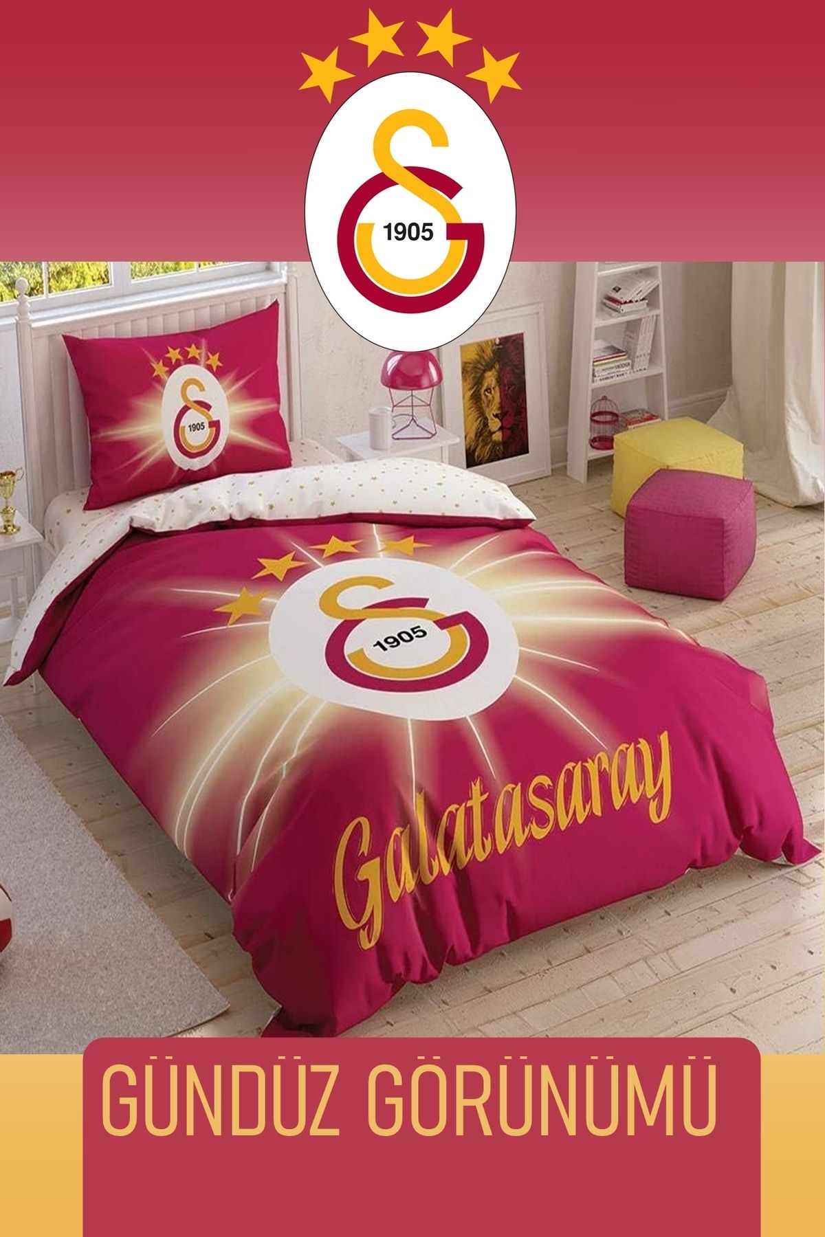 Taç Lisanslı Galatasaray Light Glow Tek kişilik Nevresim Takımı