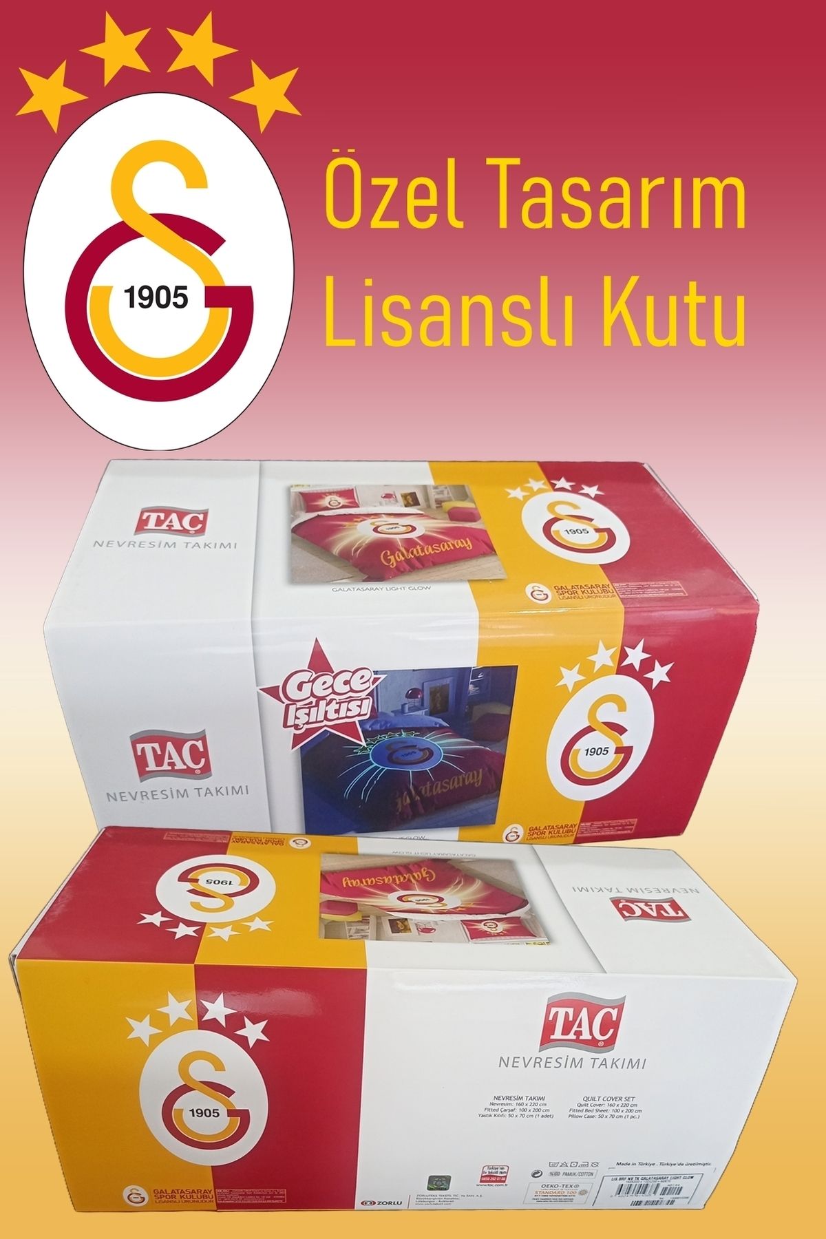 Taç Lisanslı Galatasaray Light Glow Tek kişilik Nevresim Takımı