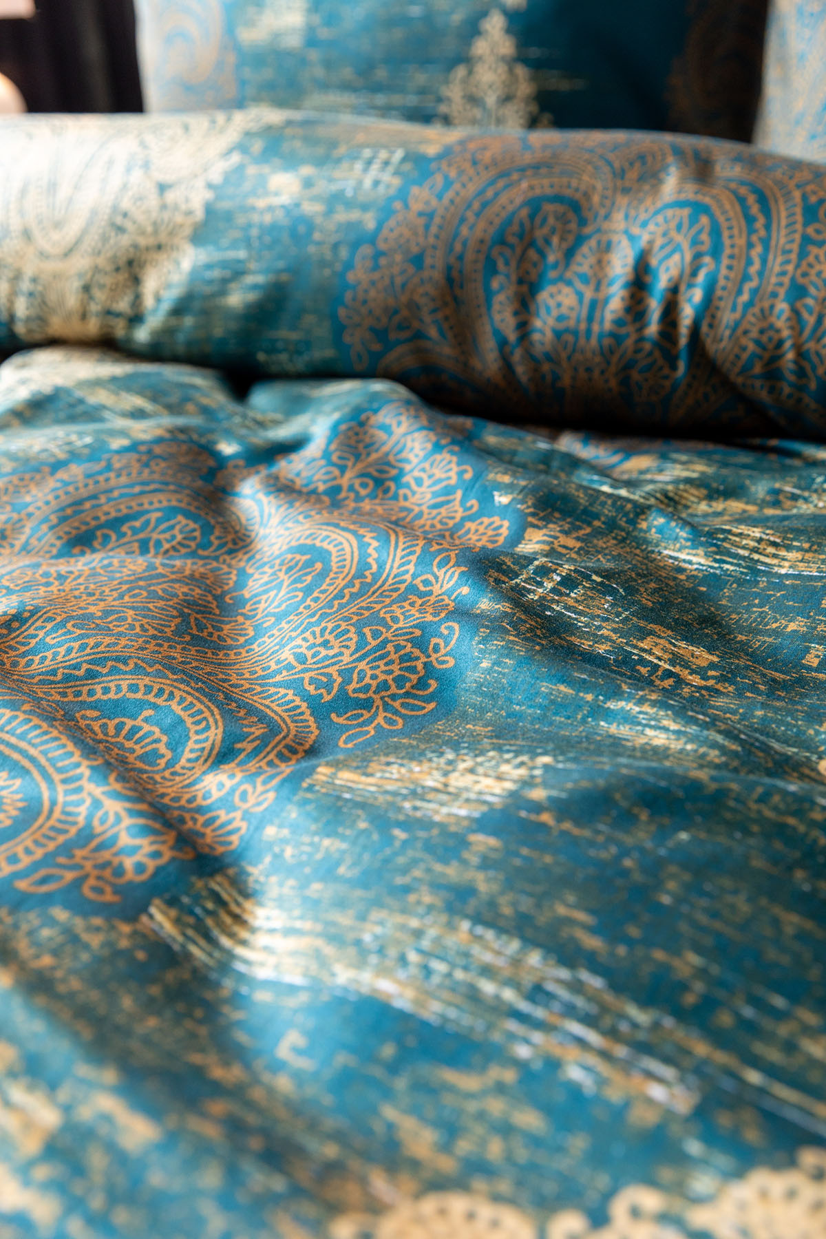 Maison Liora %100 Pamuk Saten Çift Kişilik Nevresim Takımı - Petrol