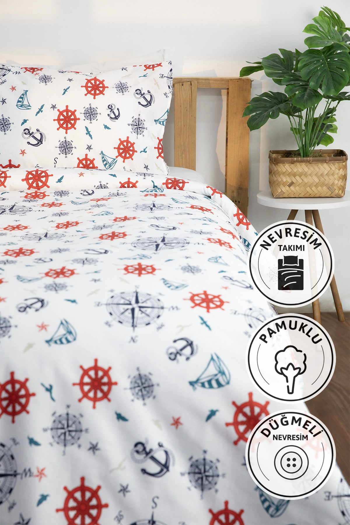 Marin Tek Kişilik Nevresim Seti - Lacivert Marin Tek Kişilik Nevresim Seti - Lacivert