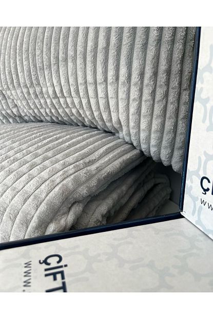 Merinos Modern Line 3 Parça Battaniye Seti - Gri