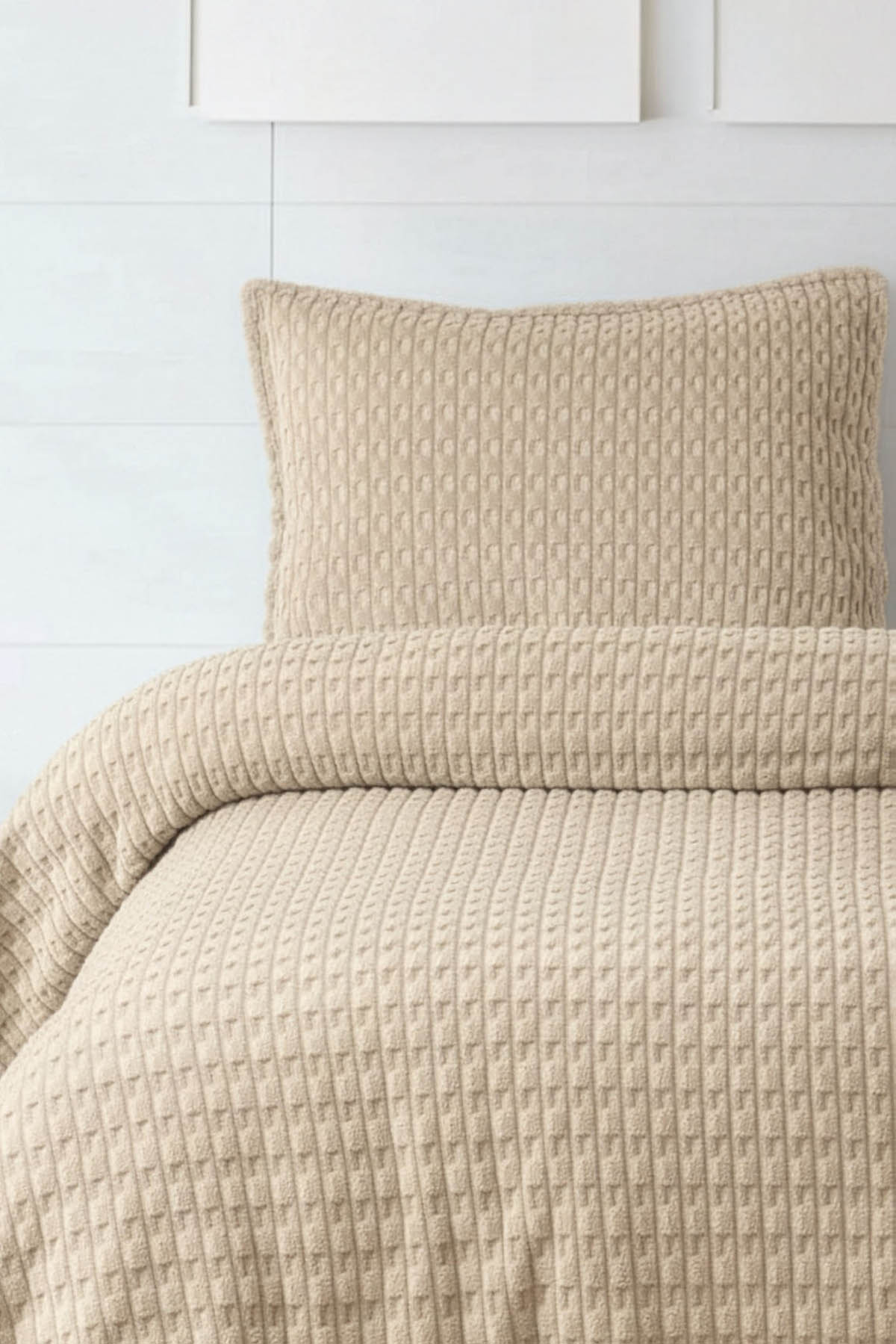 Merinos Modern Line Twist 2 Parça Tek Kişilik Battaniye Seti - Vizon